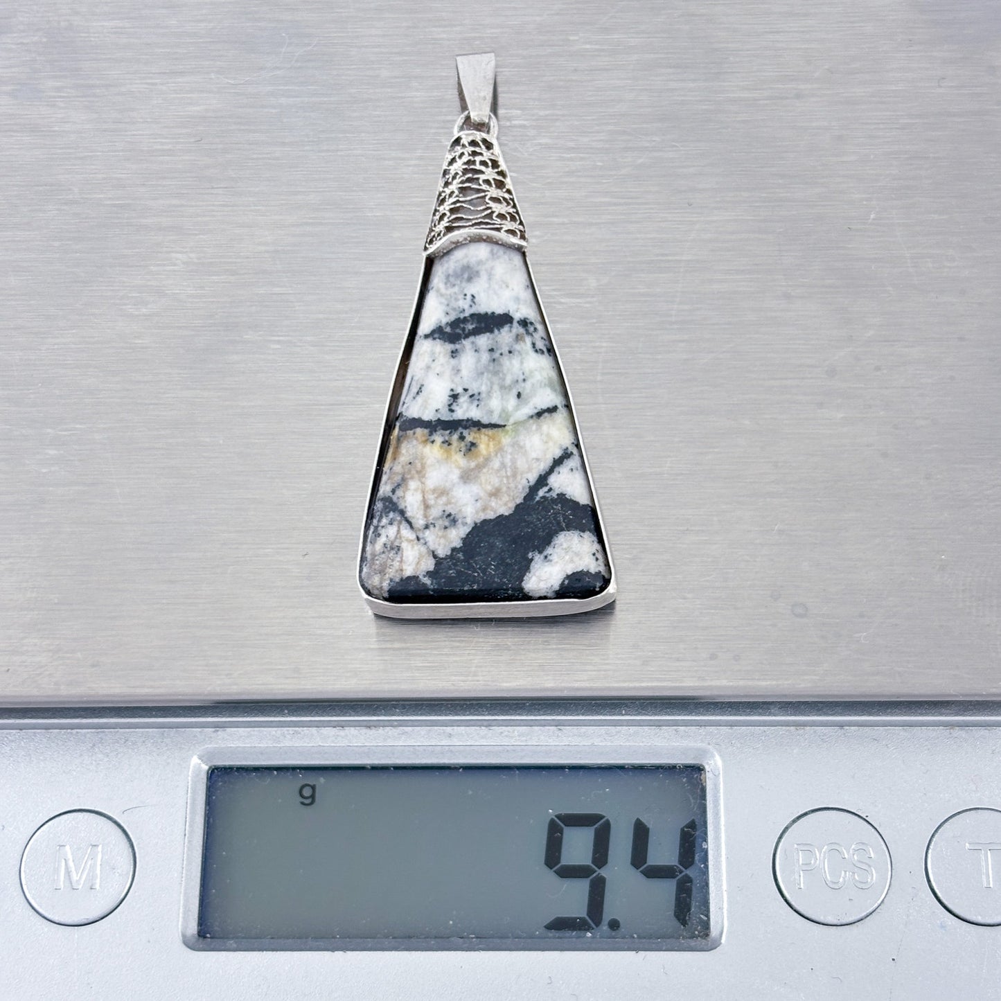 Vintage Sterling Silver 925 White Buffalo Turquoise Pendant