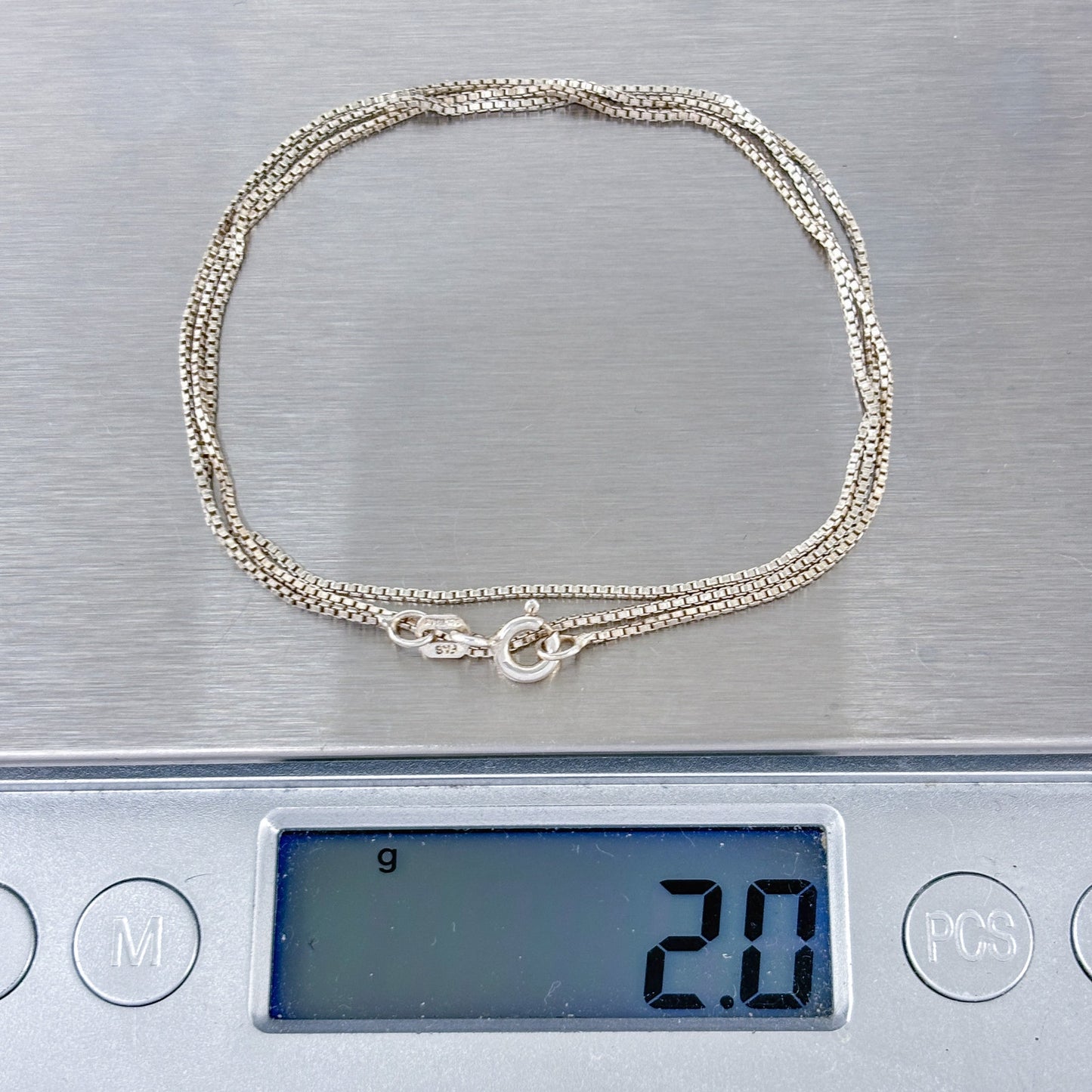 Vintage Italian Sterling Silver 925 Box Chain Necklace 19"