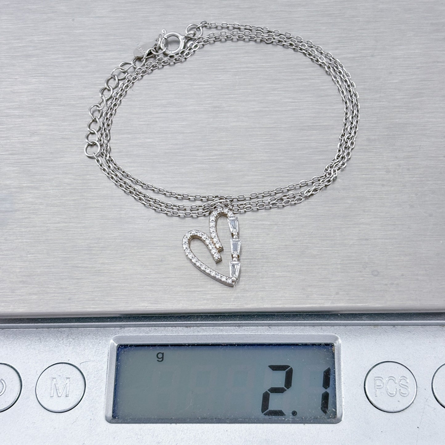 Vintage Sterling Silver 925 Heart Pendant Necklace 16.5"-18"
