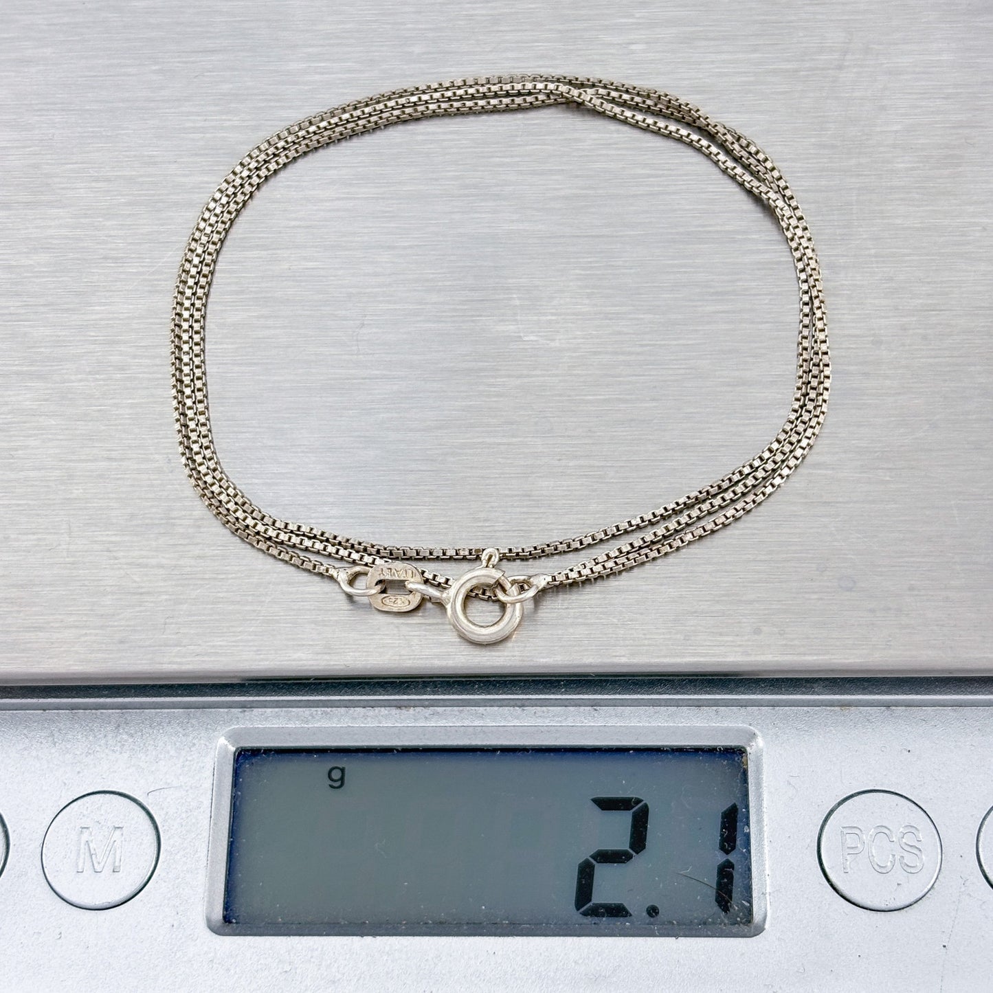 Vintage Italy Sterling Silver 925 Box Link Chain Necklace 18.5"