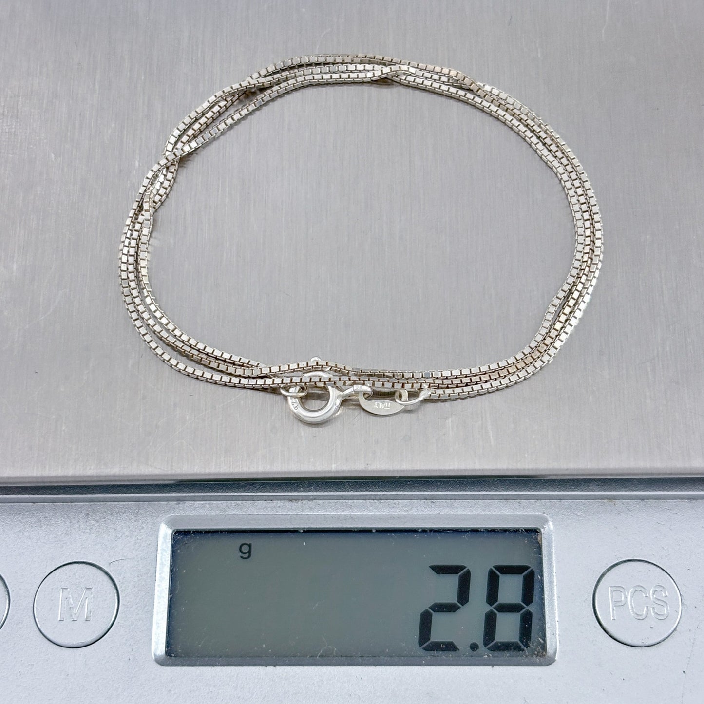 Vintage Italian Sterling Silver 925 Box Chain Necklace 18"