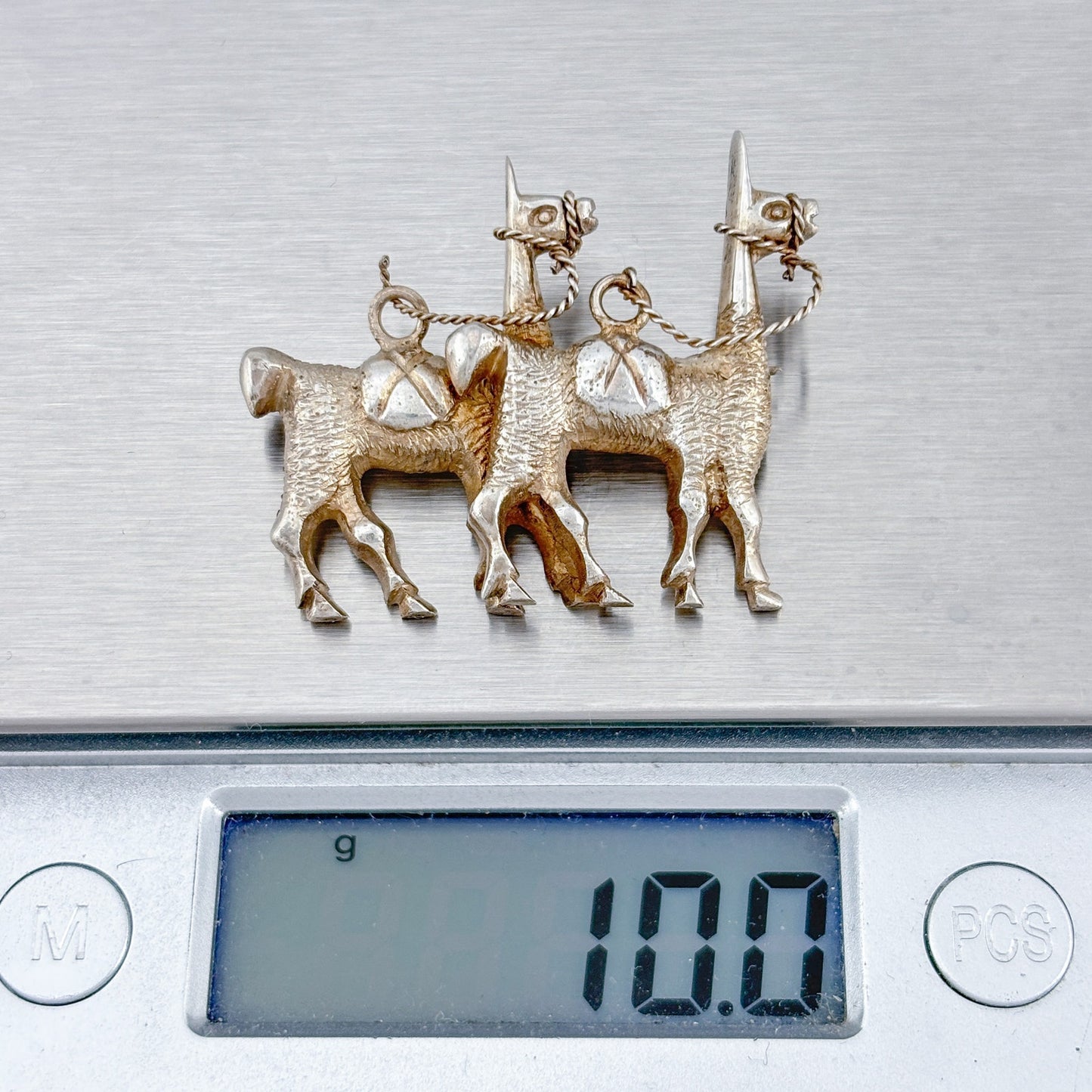 Vintage Sterling Silver 925 Llama Duo Brooch