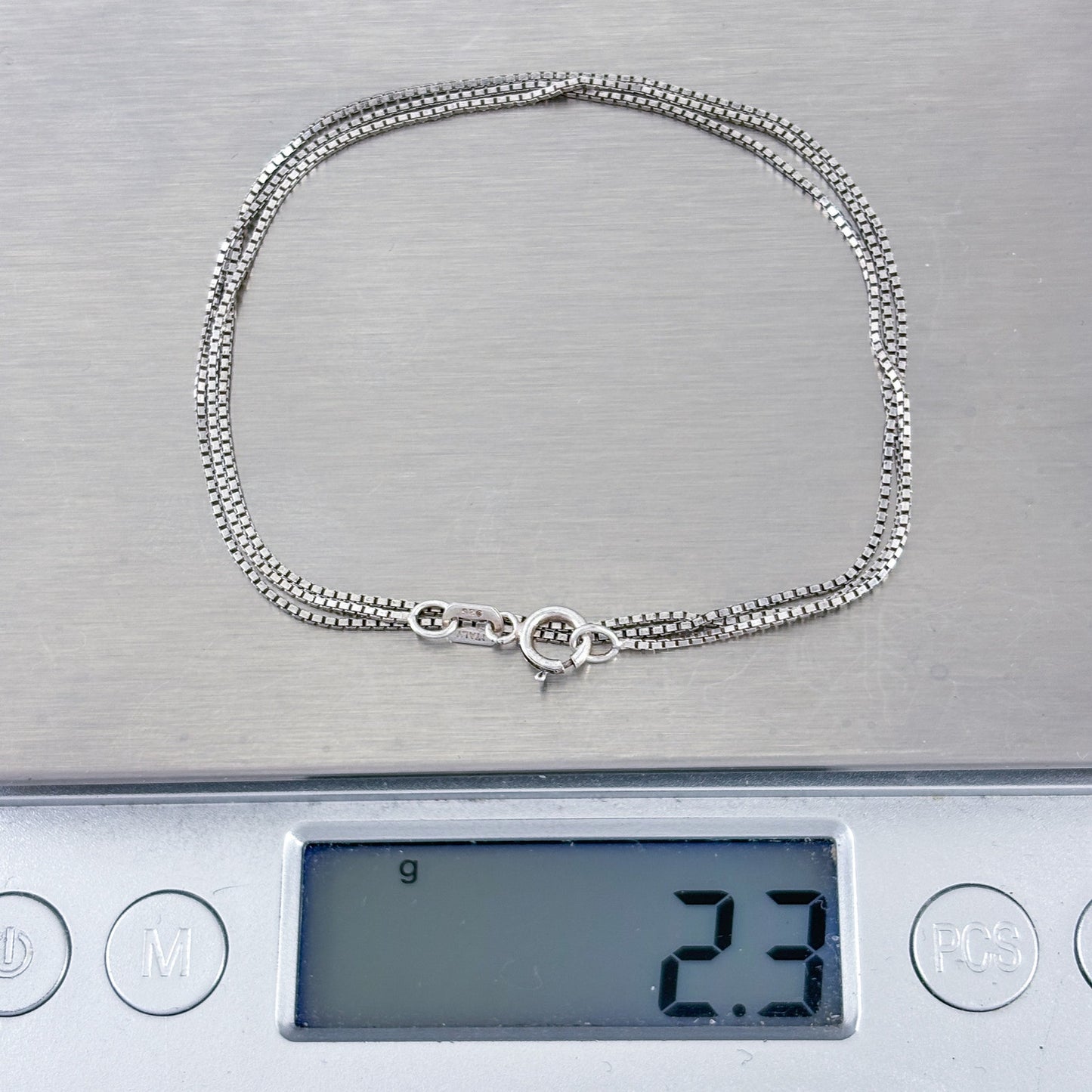 Vintage Italian Sterling Silver 925 Box Link Chain Necklace 20"