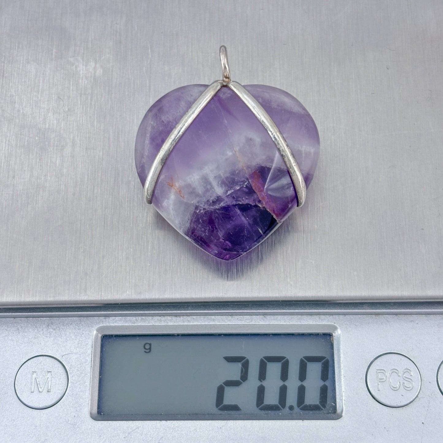 Vintage Sterling Silver 925 Amethyst Heart Pendant