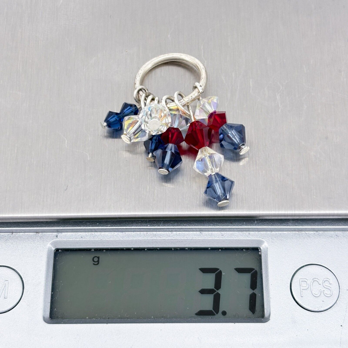 Vintage Silver-Tone Crystal Dangle Charm Pendant