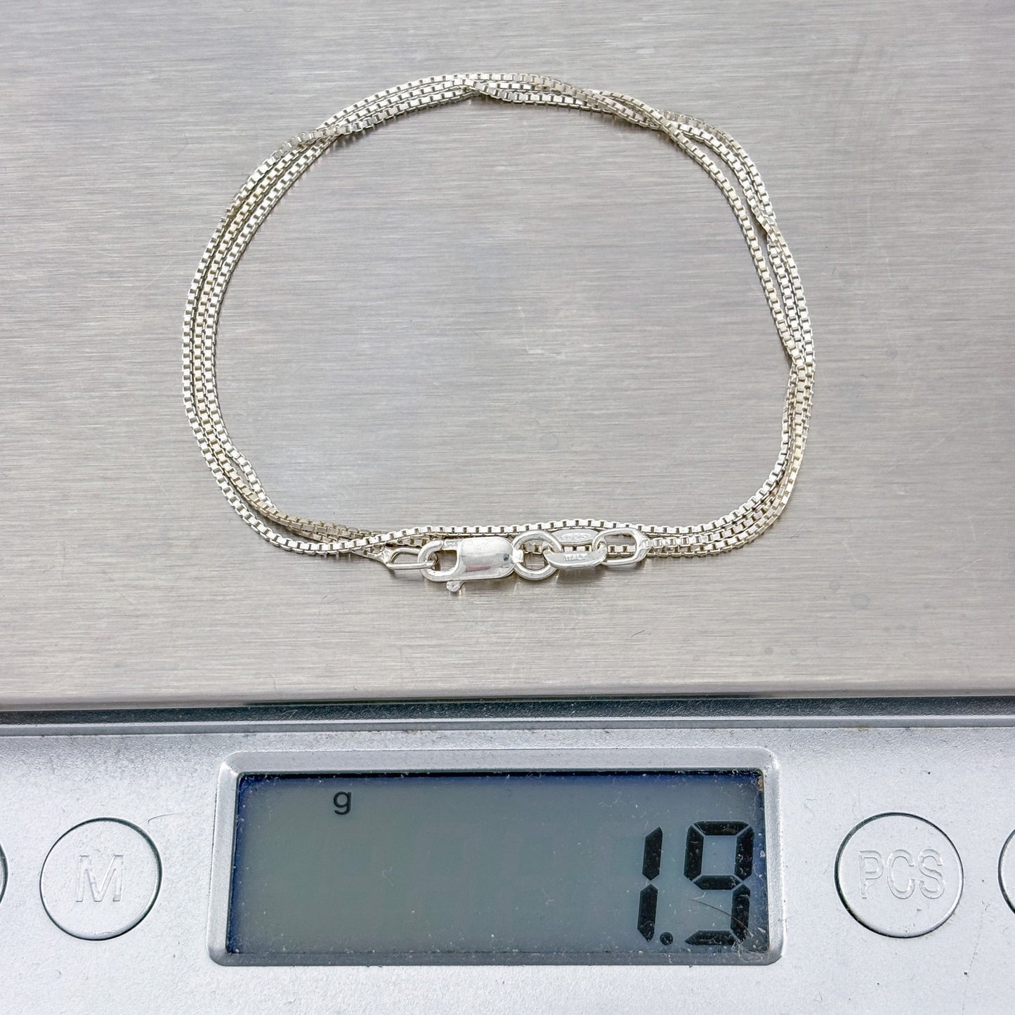 Vintage Italy Sterling Silver 925 Box Link Chain Necklace 18"