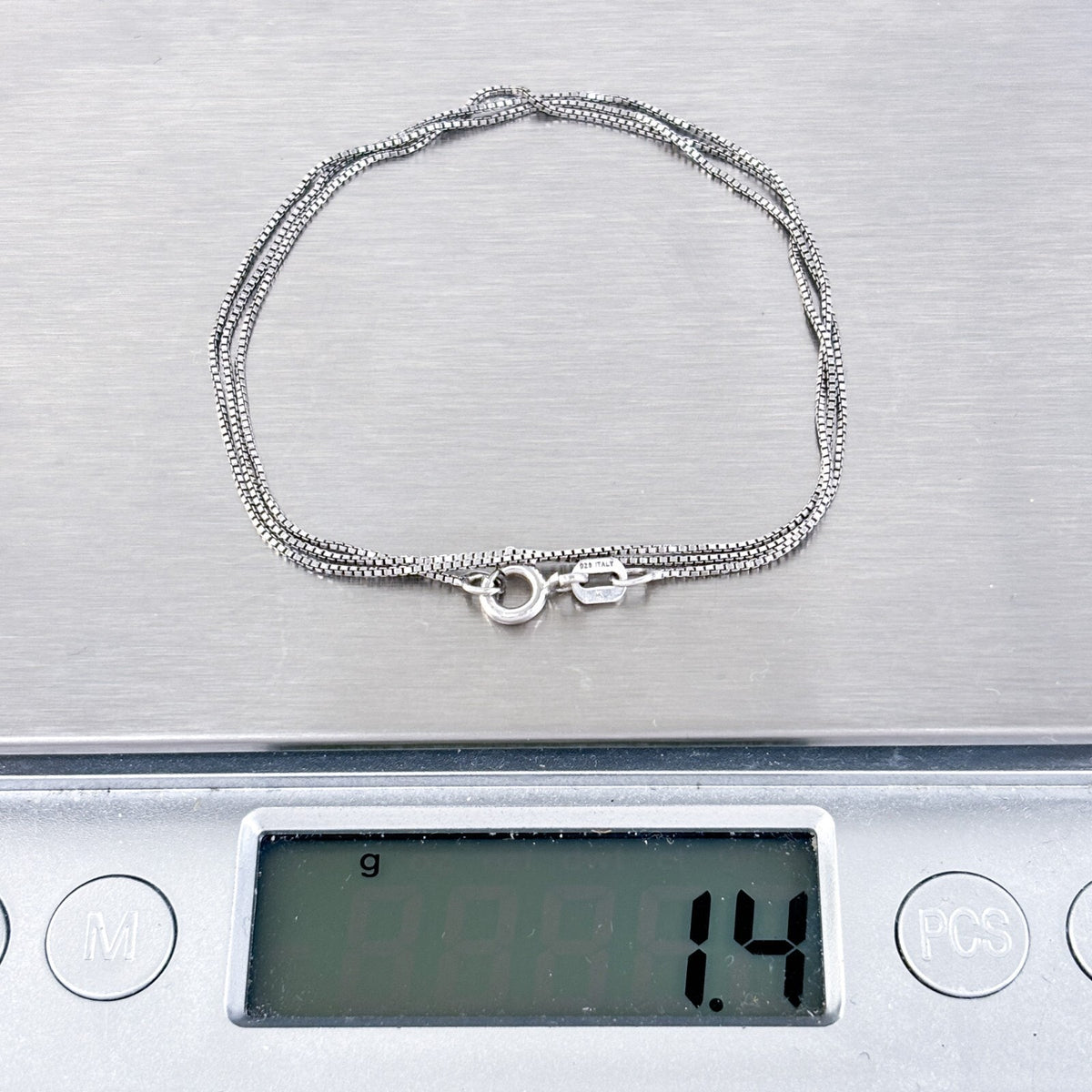 Estate Italy Sterling Silver 925 Box Chain Necklace 18"