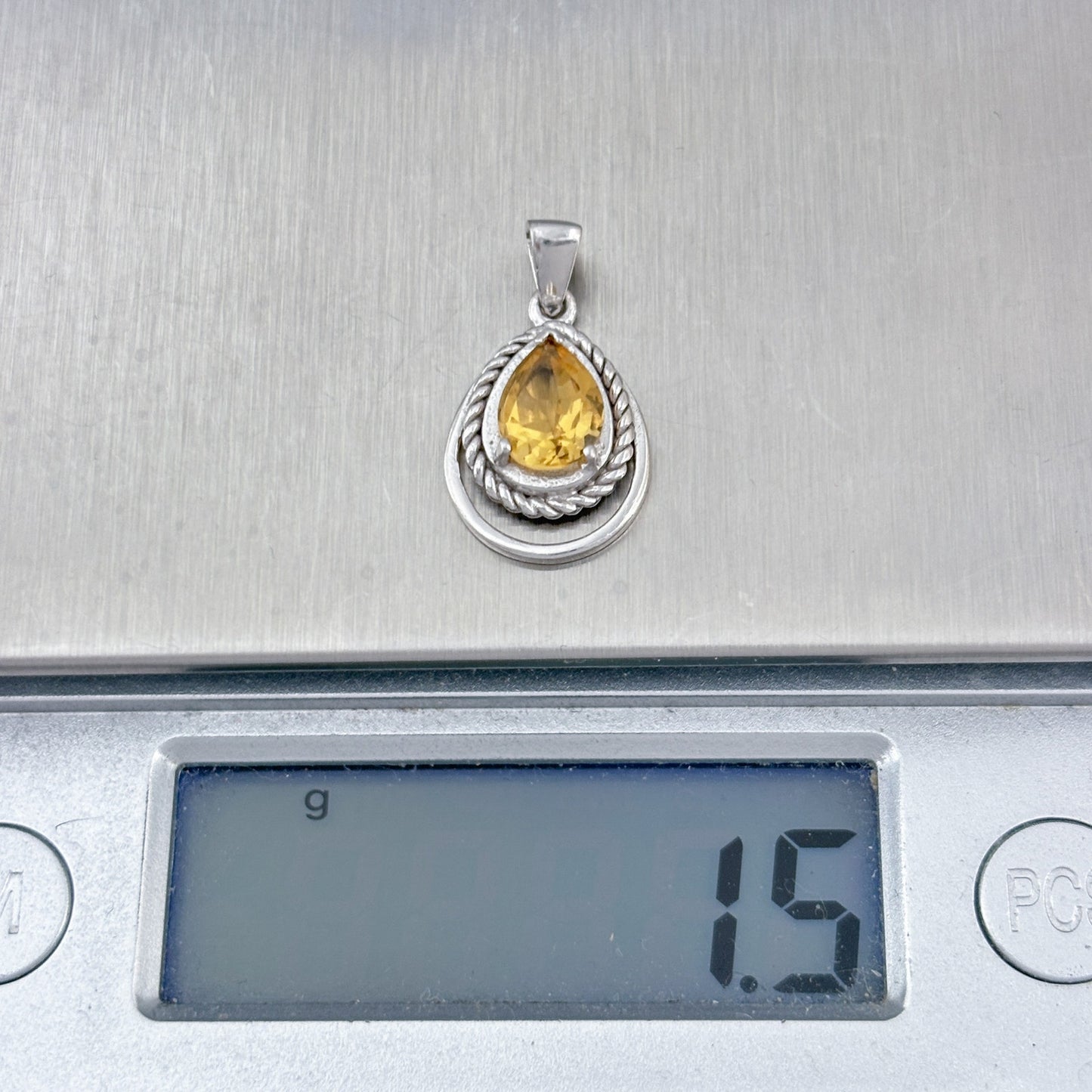 Vintage Sterling Silver 925 Citrine Pendant
