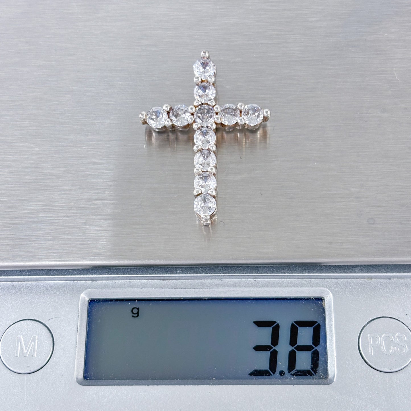 Vintage Sterling Silver 925 Cubic Zirconia Cross Pendant