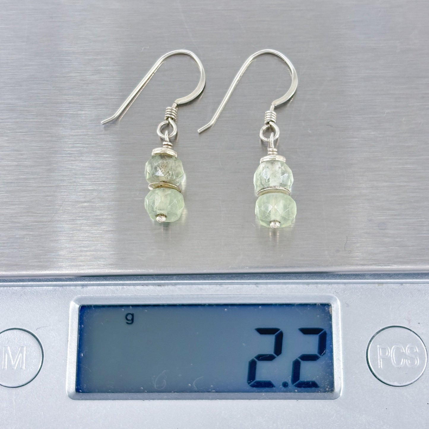 Vintage Sterling Silver 925 Prasiolite Green Amethyst Earrings
