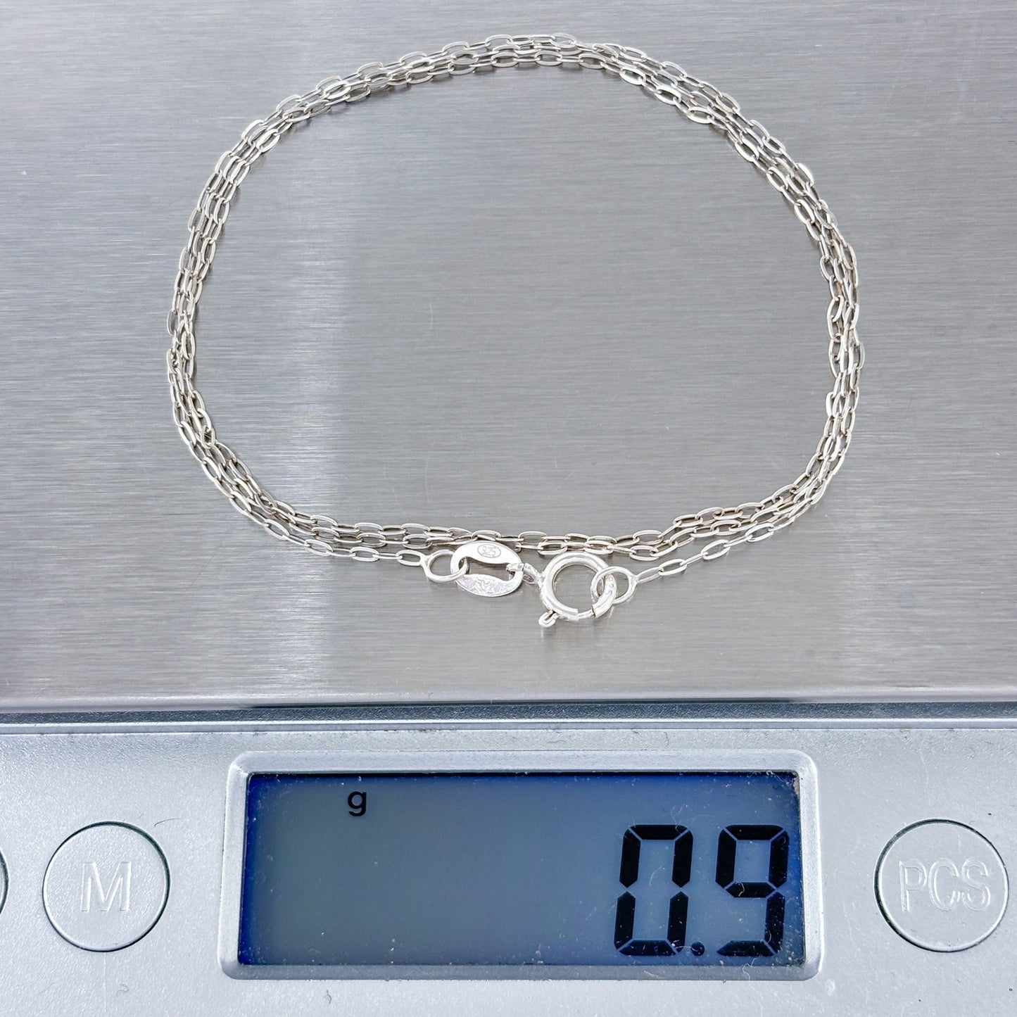 Vintage Italy Sterling Silver 925 1.1mm Paperclip Link Chain Necklace 18"
