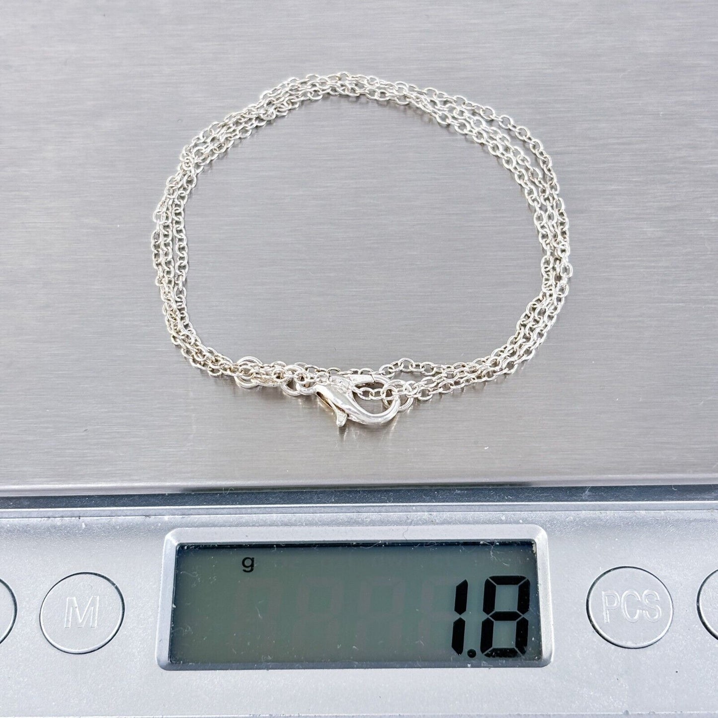 Vintage Sterling Silver 925 Cable Chain Necklace 18"