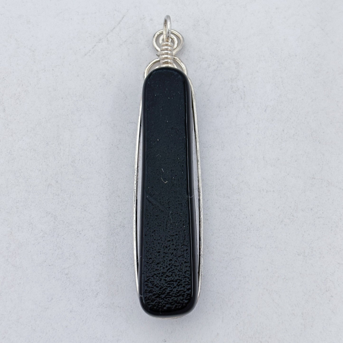 Vintage Sterling Silver 925 Blue Dichroic Glass Pendant