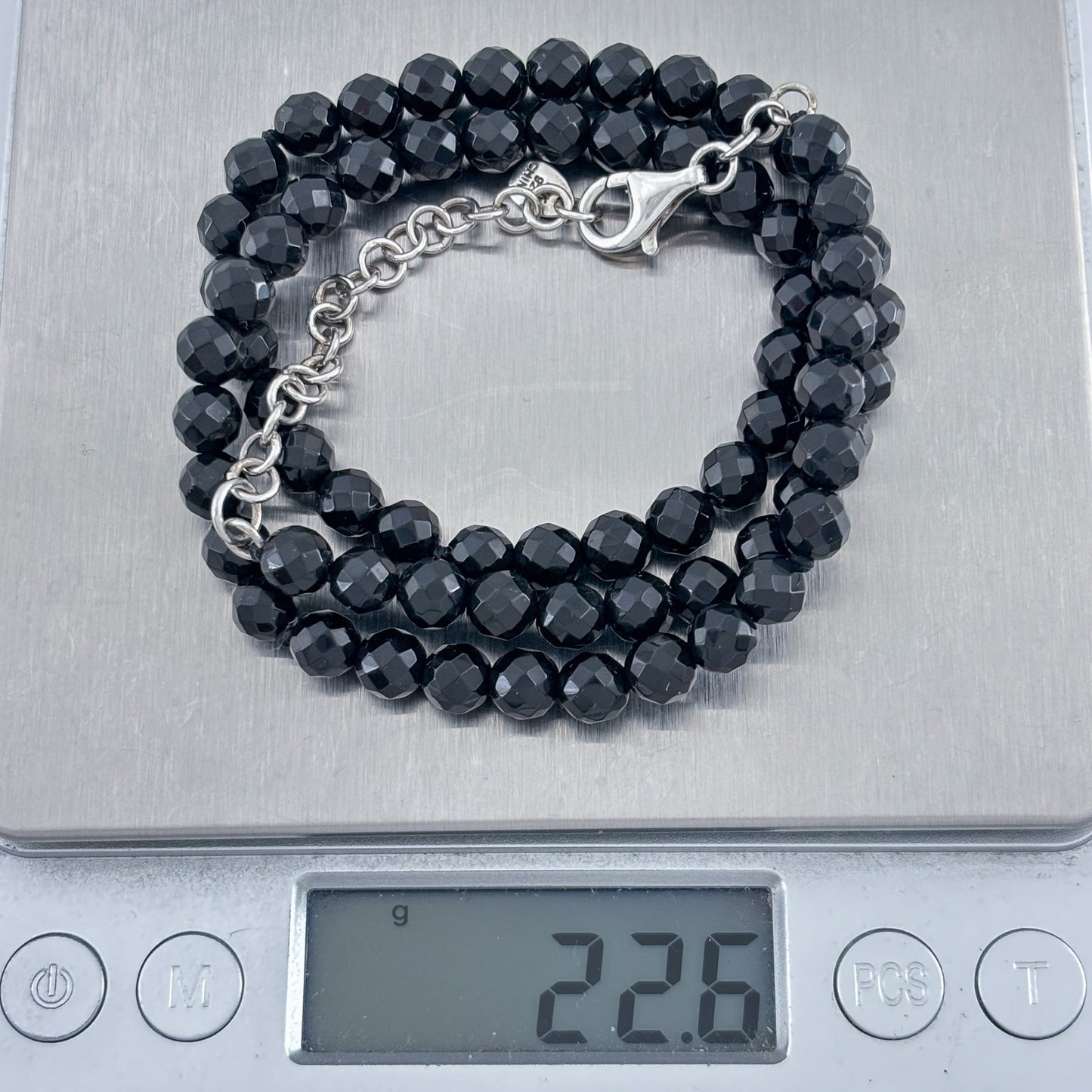 Vintage Black Faceted Spinel Bead Necklace 18"-20"