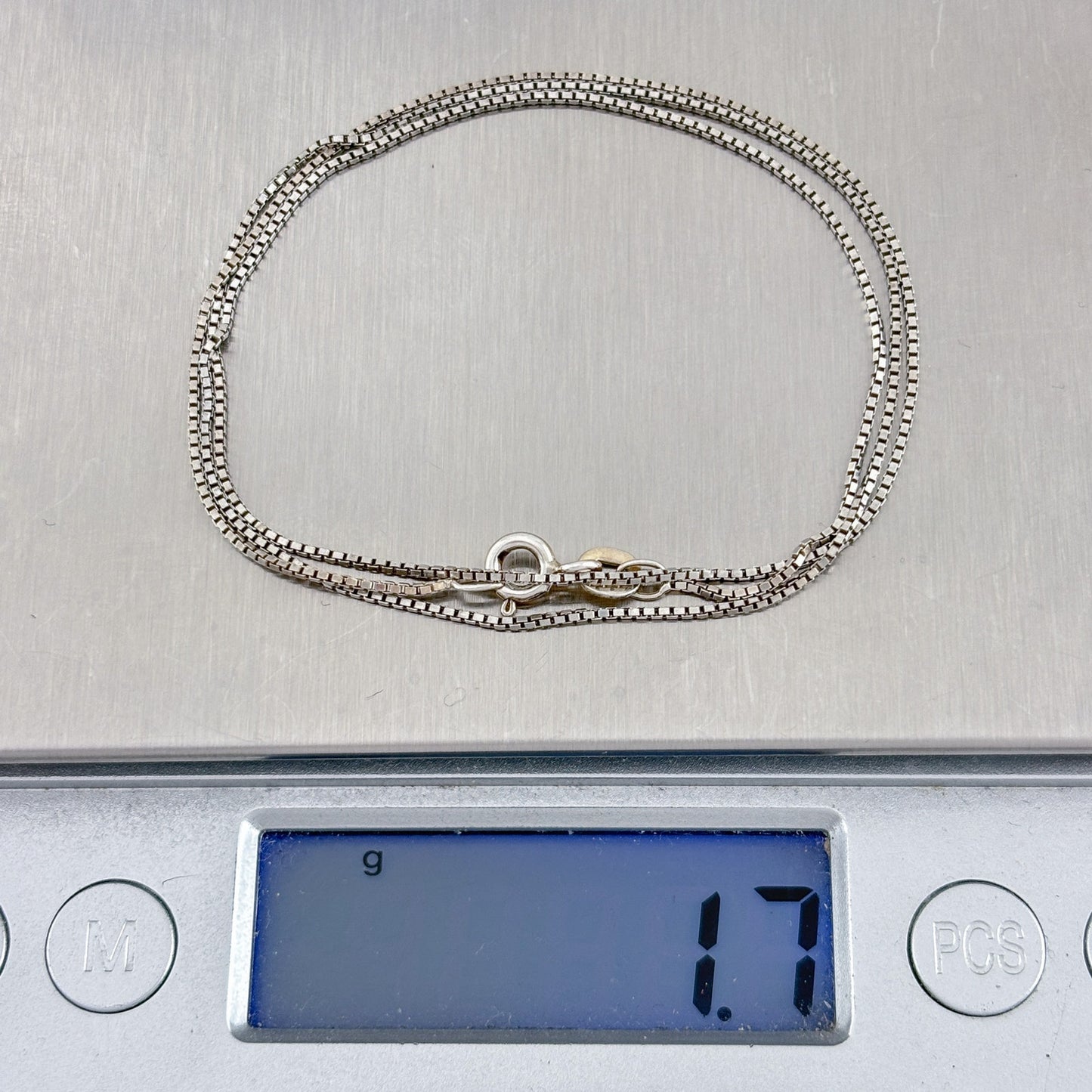 Vintage Sterling Silver 925 Box Chain Necklace 18"