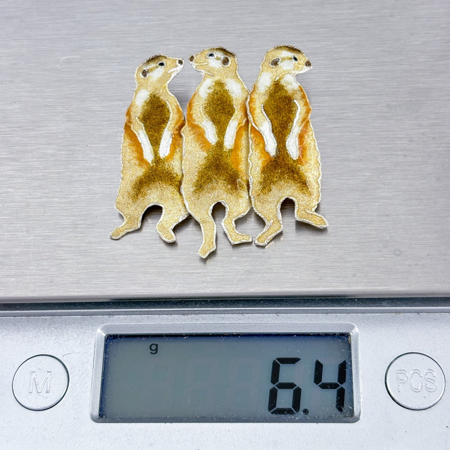 Vintage Sterling Silver 925 Meerkat Enamel Brooch