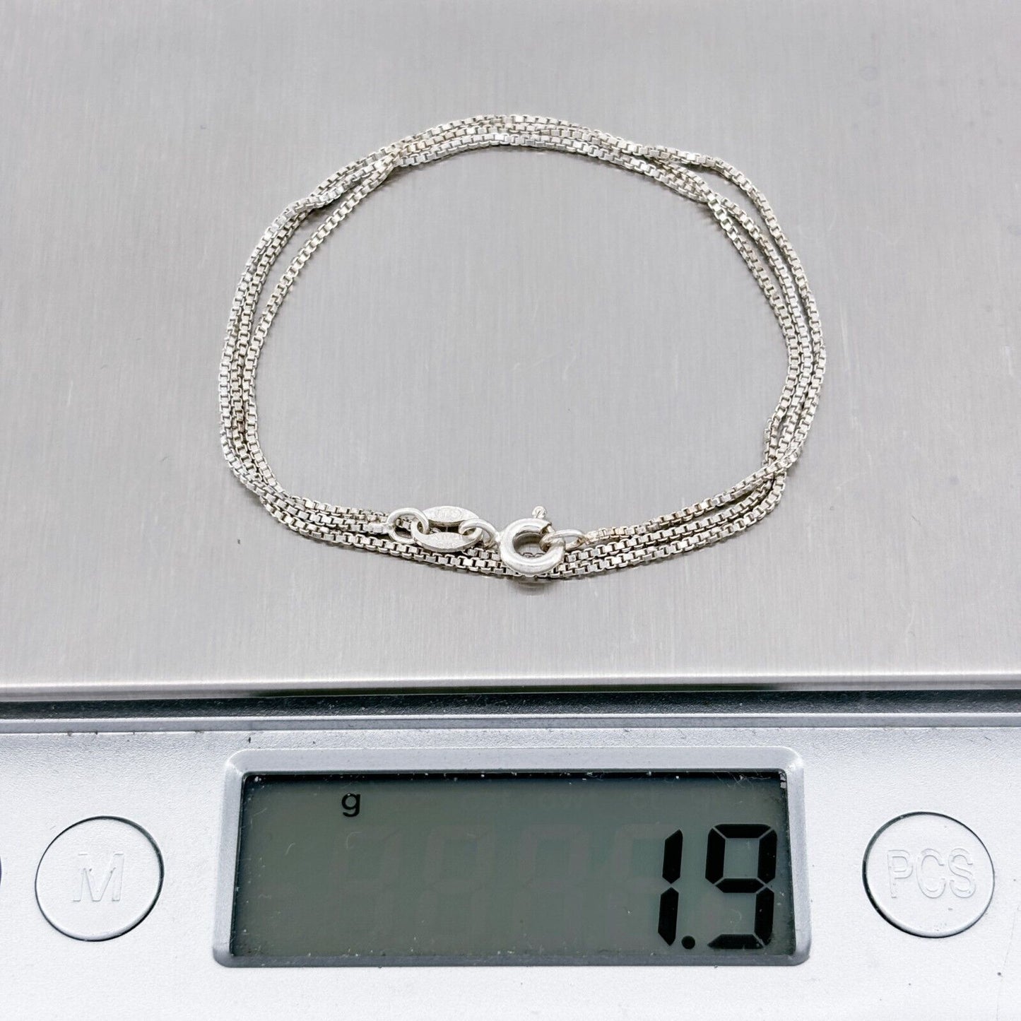 Vintage Italian Sterling Silver 925 Box Chain Necklace 16"