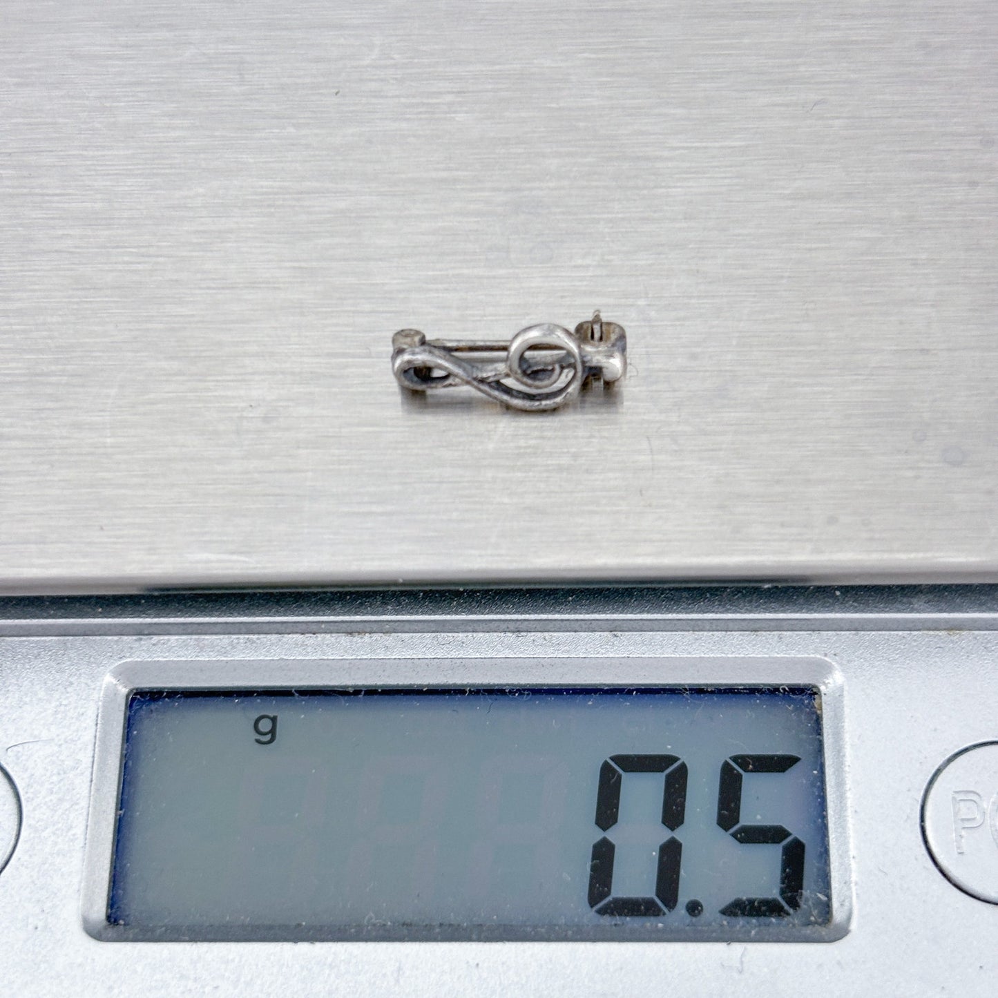 Vintage Sterling Silver 925 Dainty Treble Clef Lapel Pin