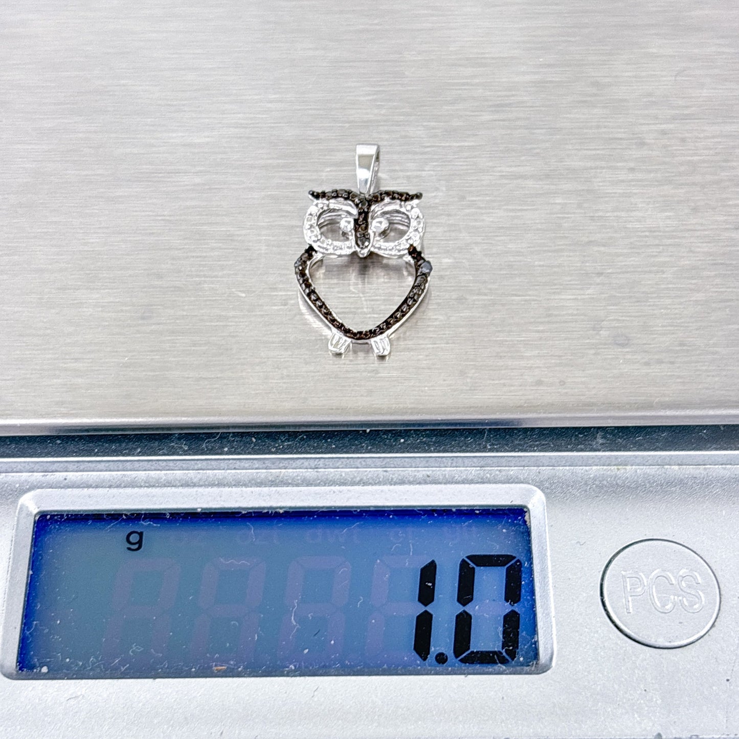 Vintage Sterling Silver 925 Cubic Zirconia Owl Pendant