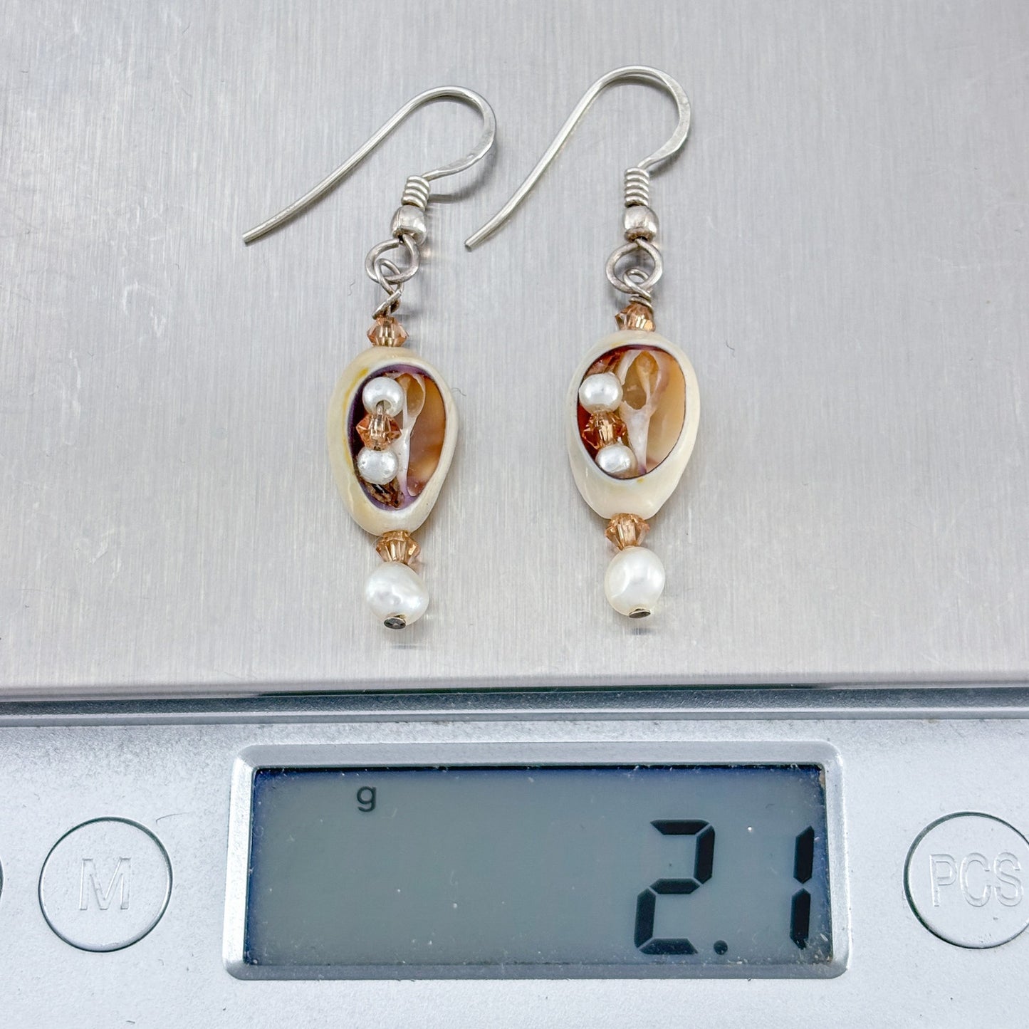 Vintage Sterling Silver 925 Pearl Shell Earrings