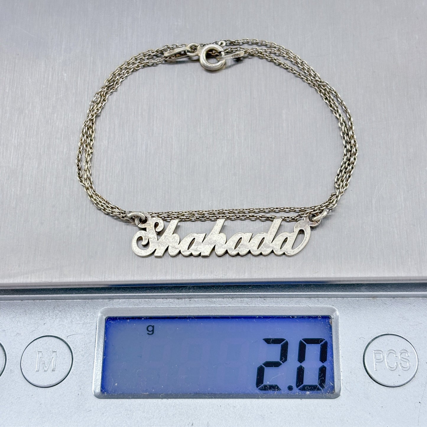 Vintage Sterling Silver 925 Shahada Name Necklace 17.5"