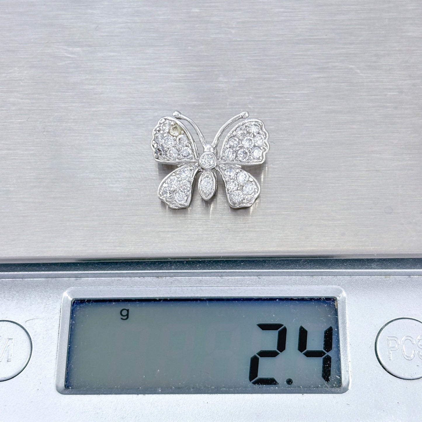 Vintage Sterling Silver 925 Cubic Zirconia Butterfly Pendant