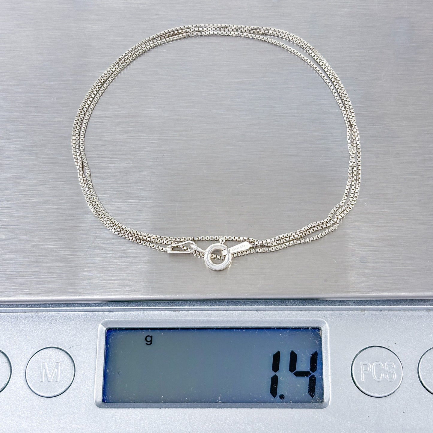 Estate Italian Sterling Silver 925 Box Chain Necklace 19.5"