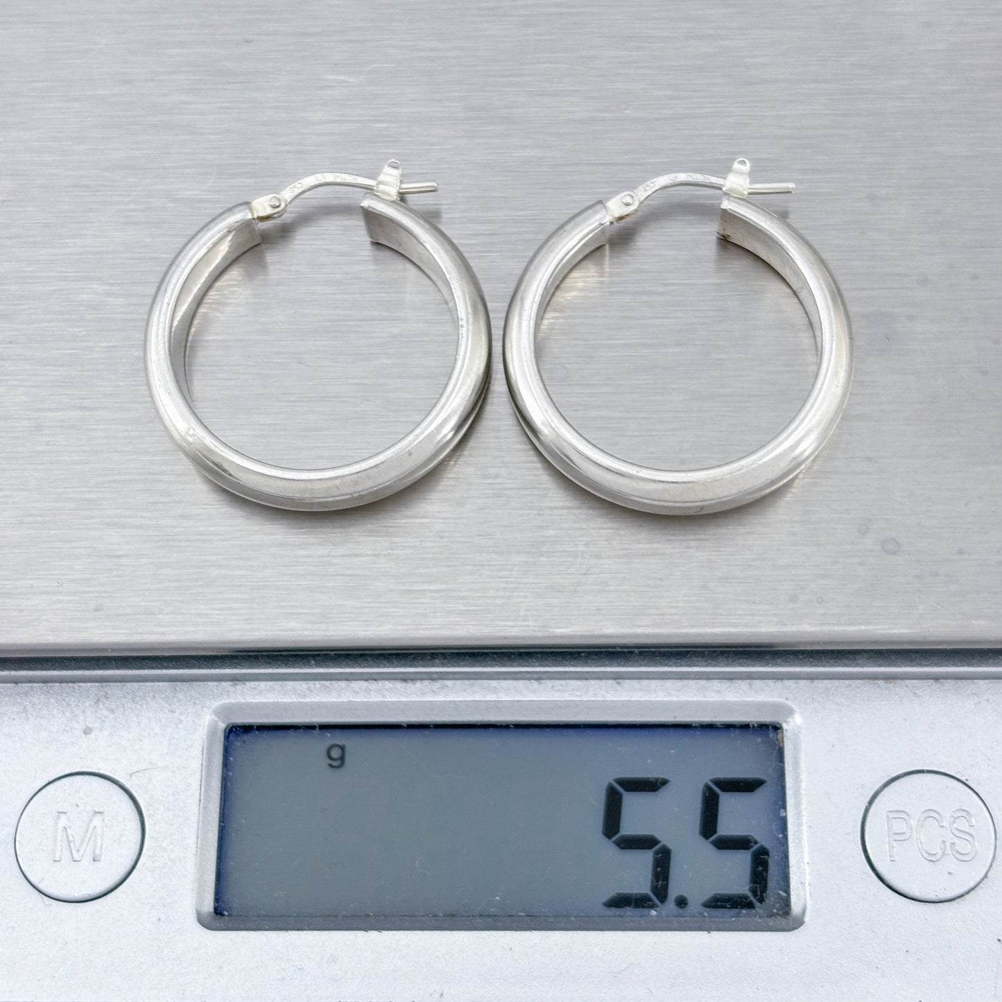 Vintage Milor Sterling Silver 950 Classic Hoop Earrings