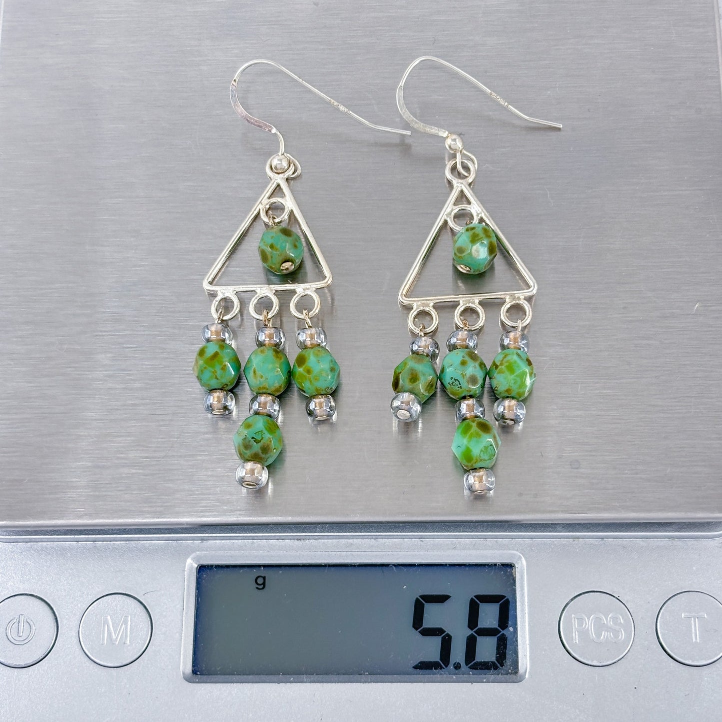 Estate Sterling Silver 925 Turquoise Chandelier Dangle Earrings