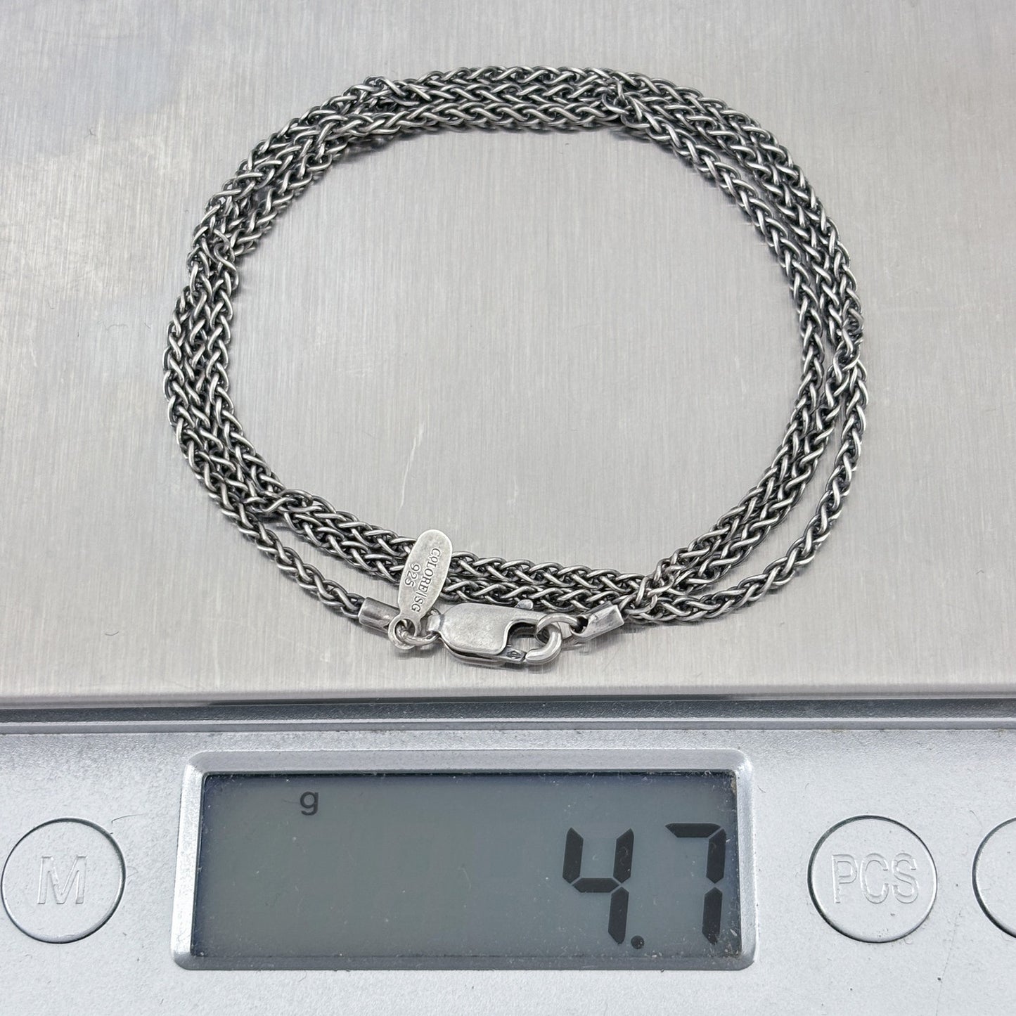 Vintage Sterling Silver 925 Wheat Chain Necklace 18.5"