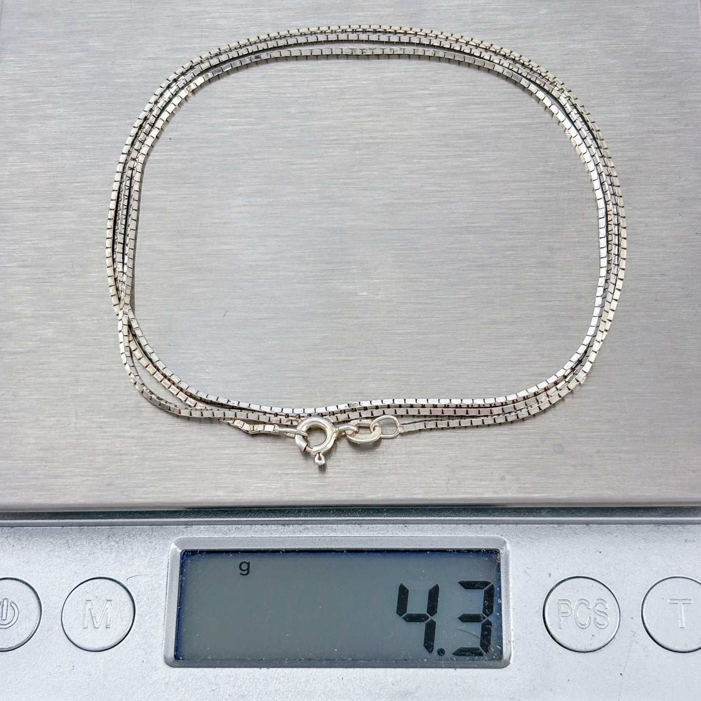 Vintage Sterling Silver 925 Mirror Box Link Chain Necklace 24"