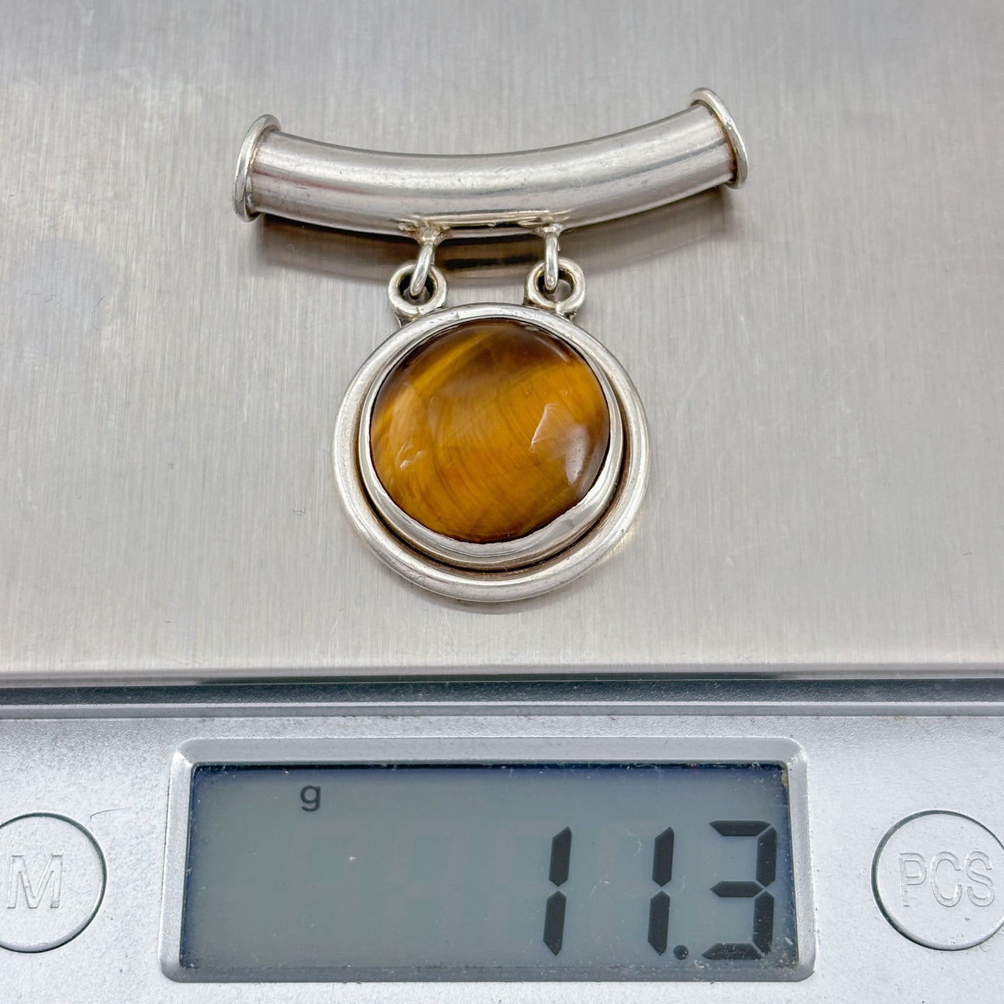 Vintage Sterling Silver 925 Tiger Eye Pendant