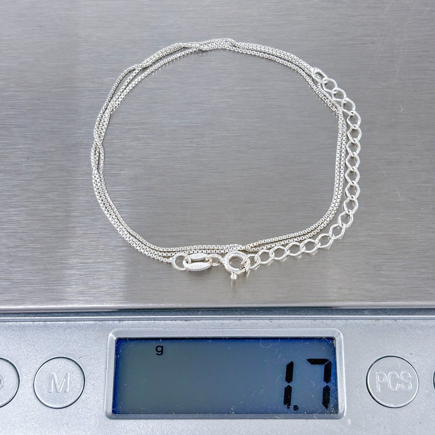 Vintage Italy Sterling Silver 925 Box Chain Necklace 16"-18"