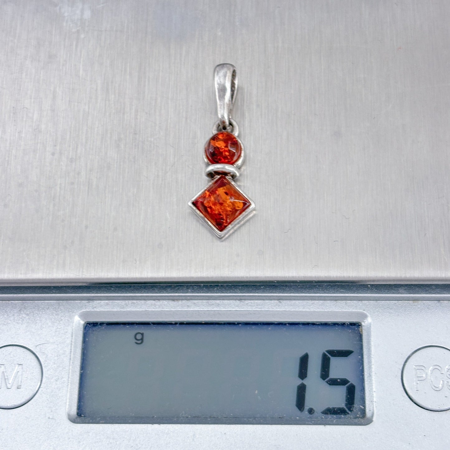 Vintage Sterling Silver 925 Amber Pendant