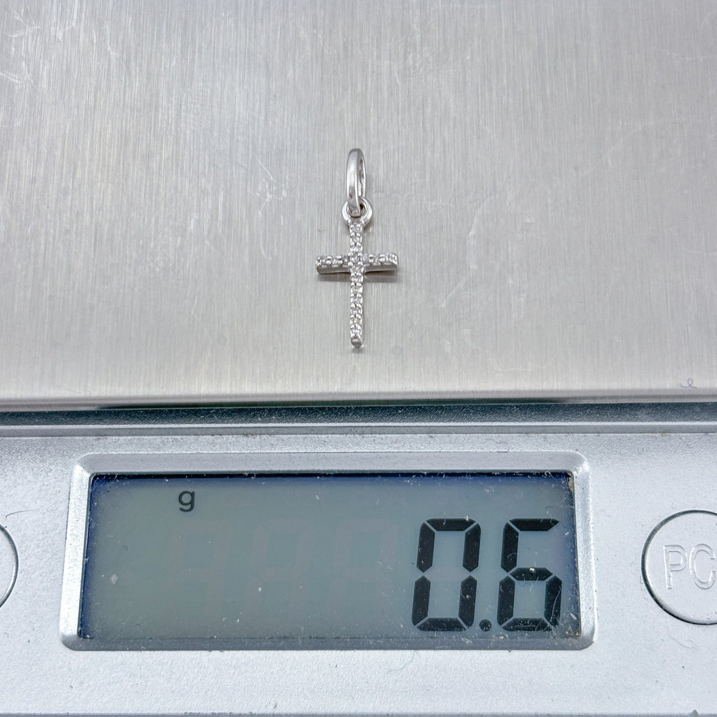 Vintage Sterling Silver 925 Diamond 0.09ctw Cross Pendant