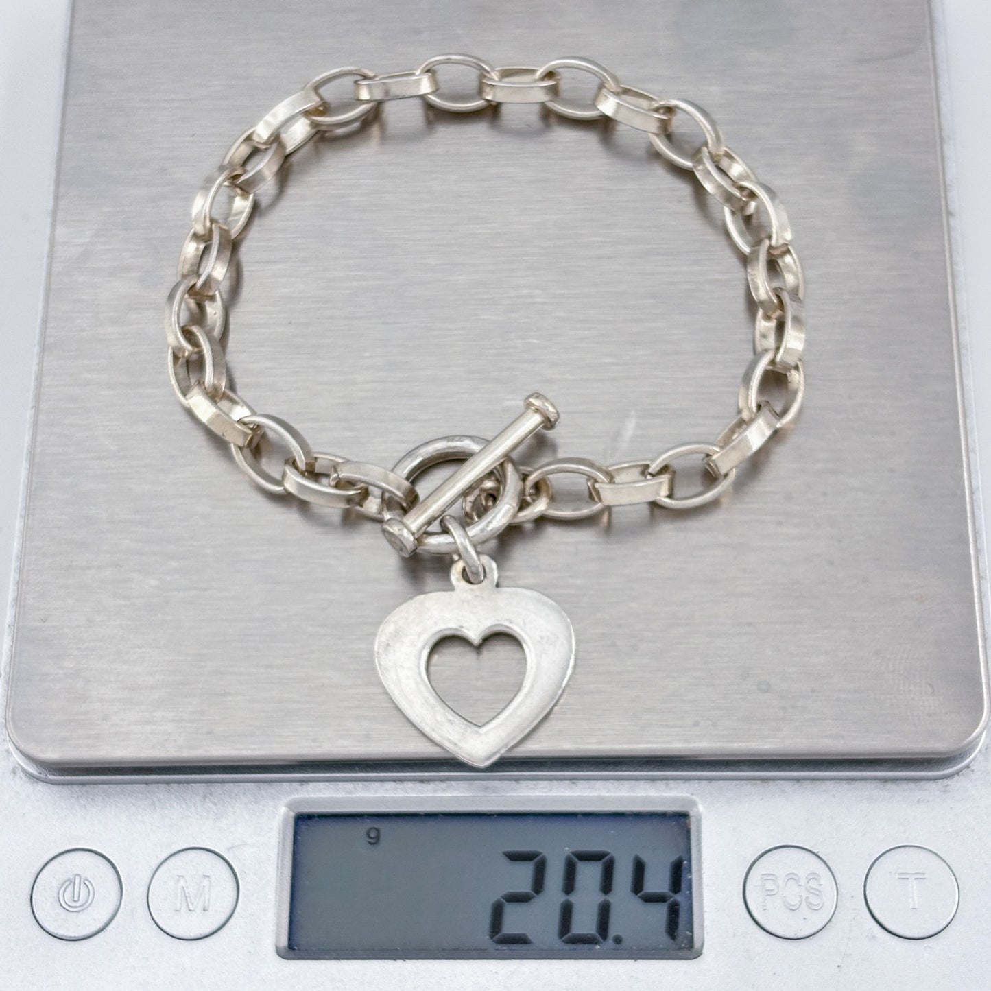 Vintage Silpada Sterling Silver 925 Heart Toggle Bracelet 7.5" B0992