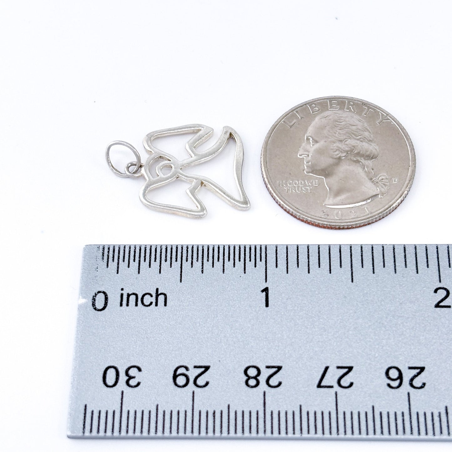 Vintage 925 Sterling Silver Angel Outline Charm