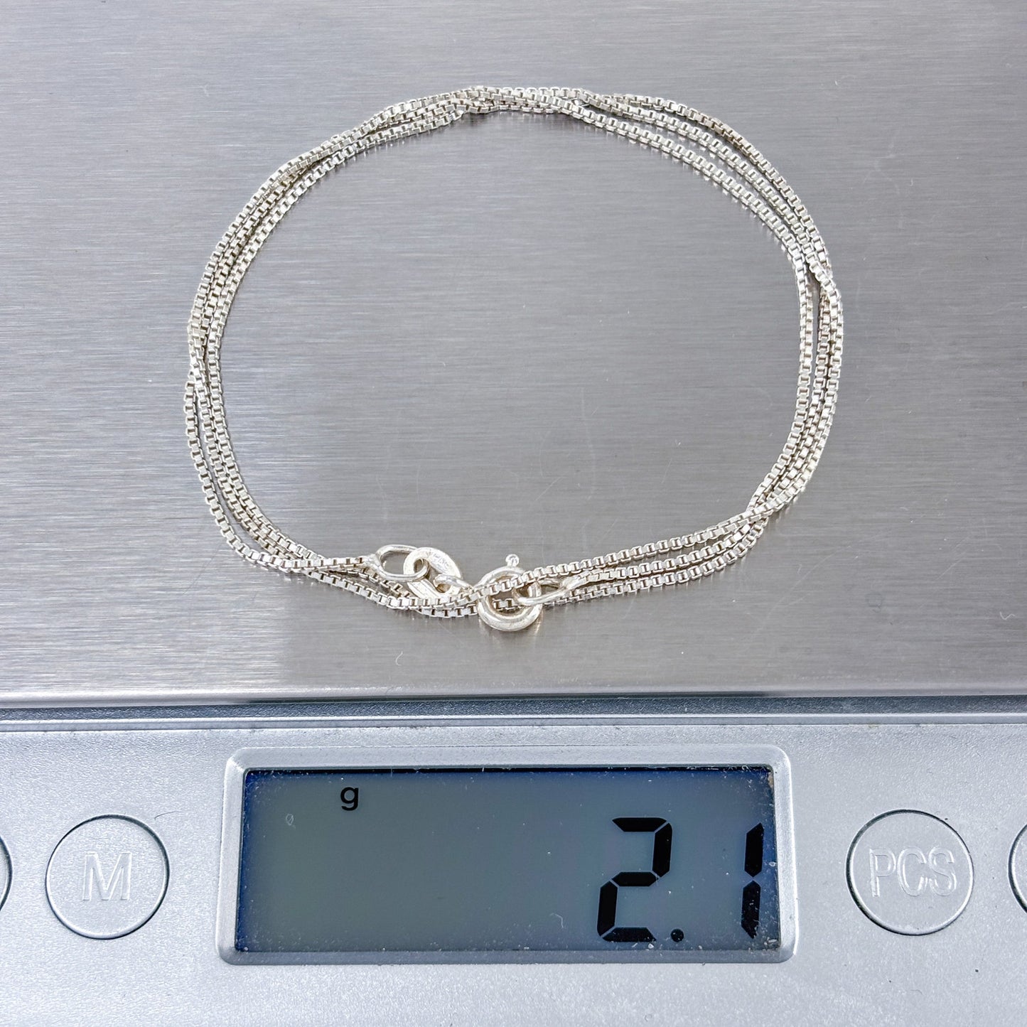 Vintage Italian Sterling Silver 925 Box Link Chain Necklace 18"