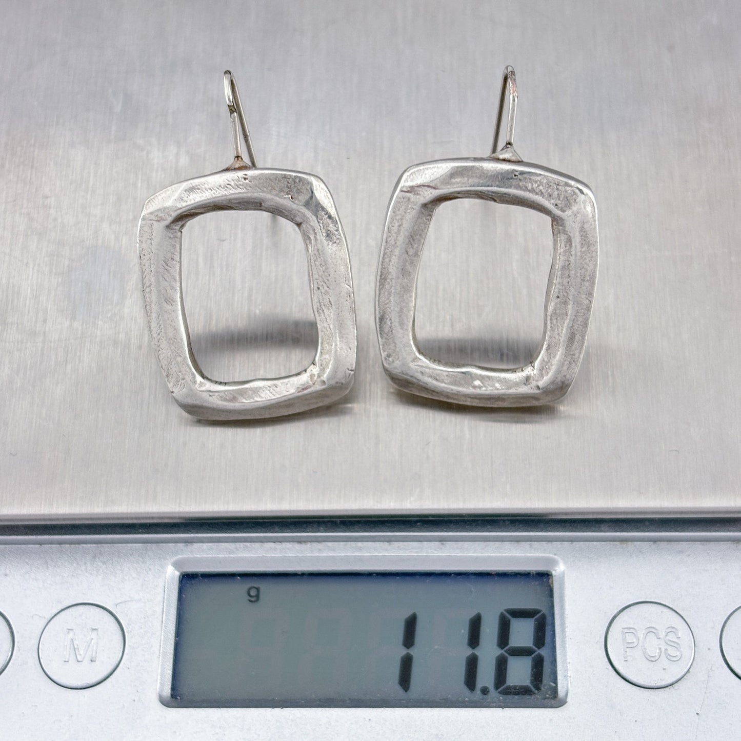 Vintage Duo B Paris Sterling Silver 925 Square Hoop Earrings