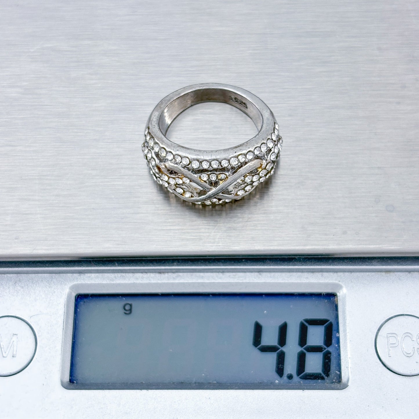 Vintage Sterling Silver 925 Cubic Zirconia Infinity Ring Size 4