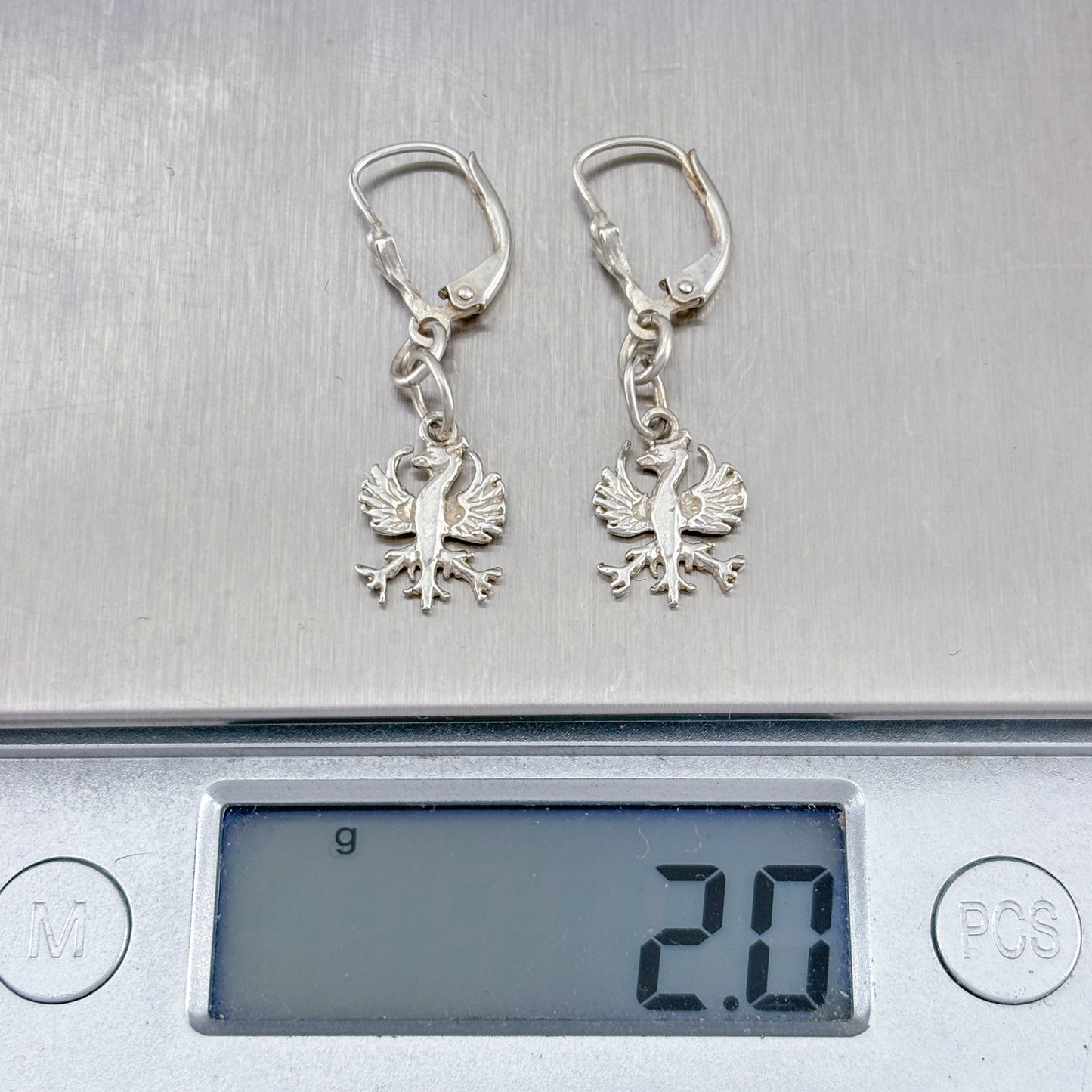 Vintage Sterling Silver 800 Polish Eagle Dangle Earrings