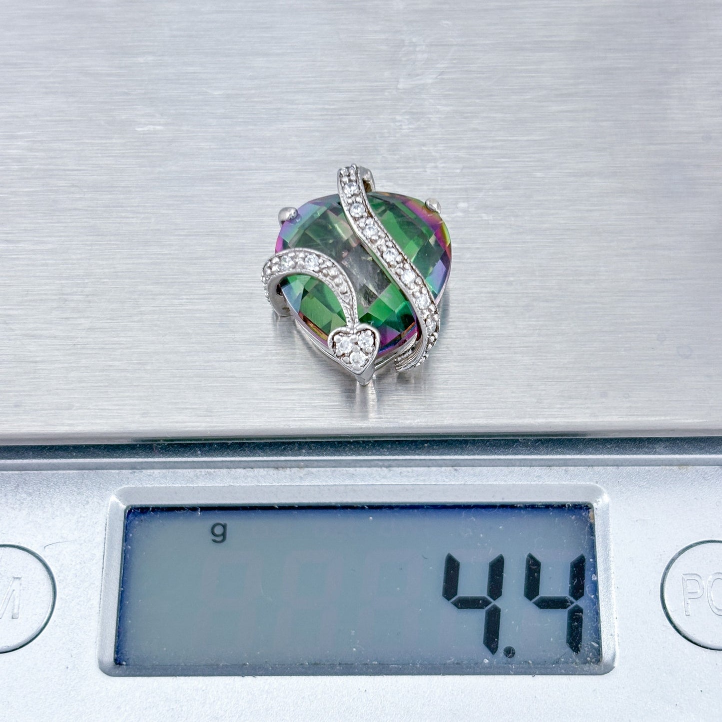 Vintage Sterling Silver 925 Mystic Quartz Heart Pendant