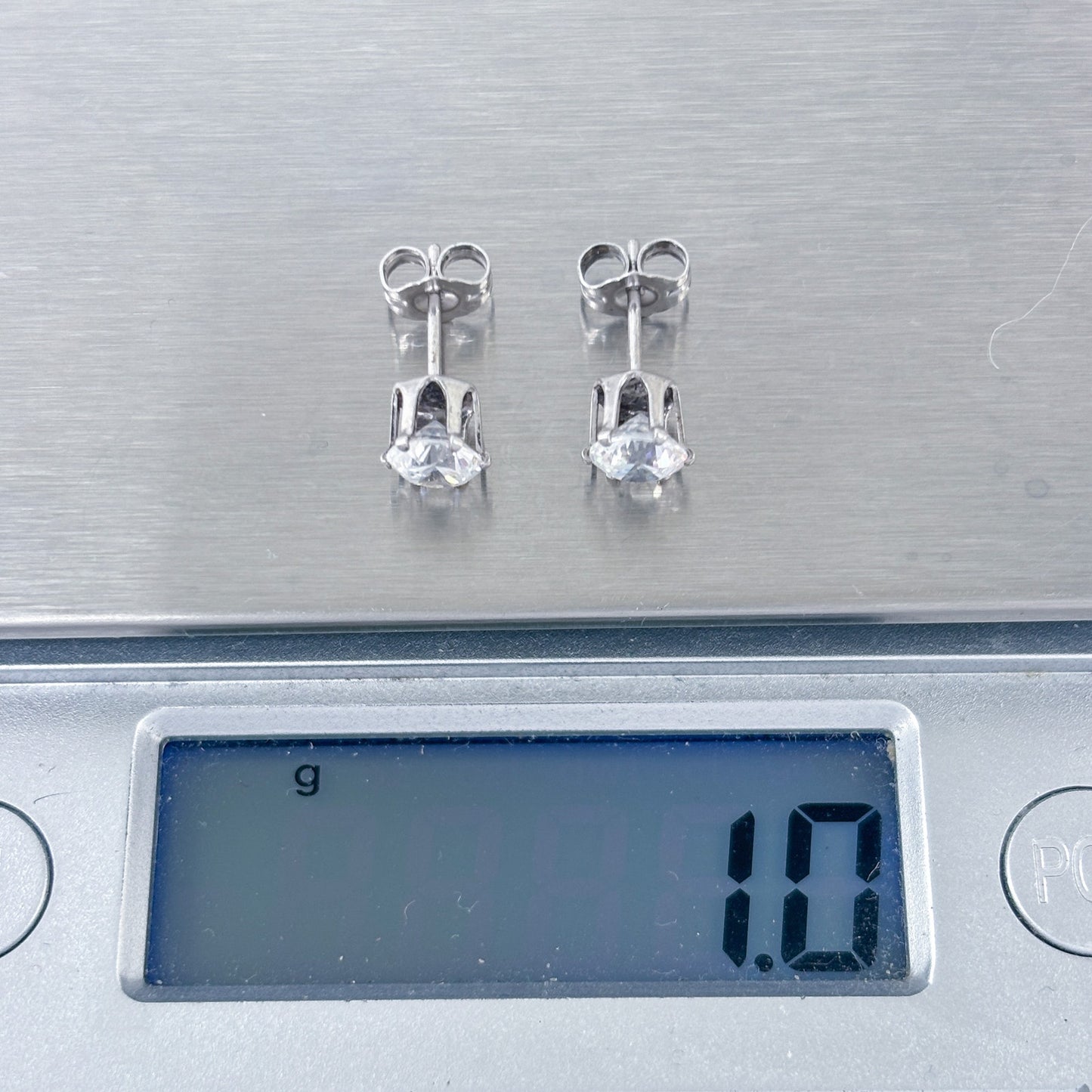 Vintage Sterling Silver 925 Cubic Zirconia Stud Earrings