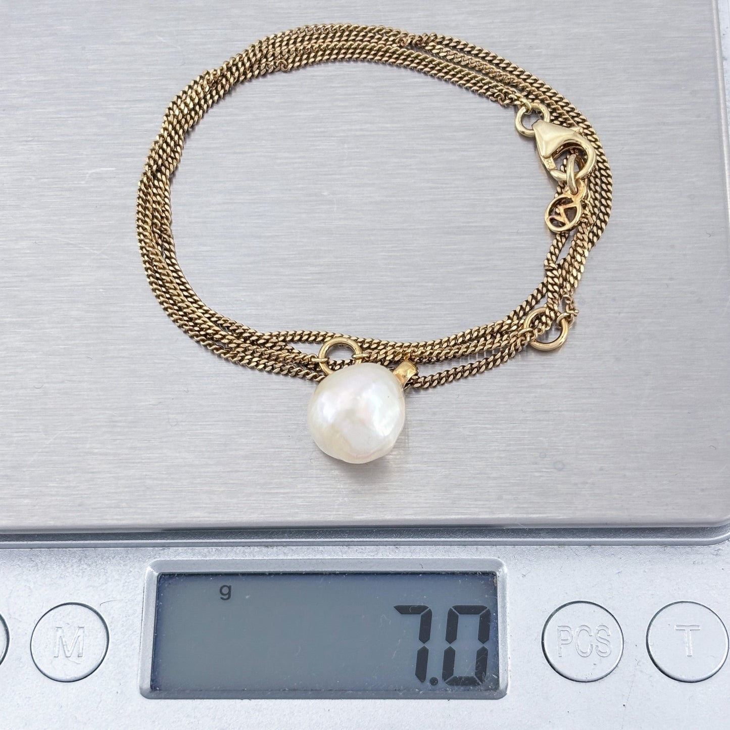 Vintage Gold-Tone Sterling Silver 925 Pearl Pendant Necklace 24", 25", 26"