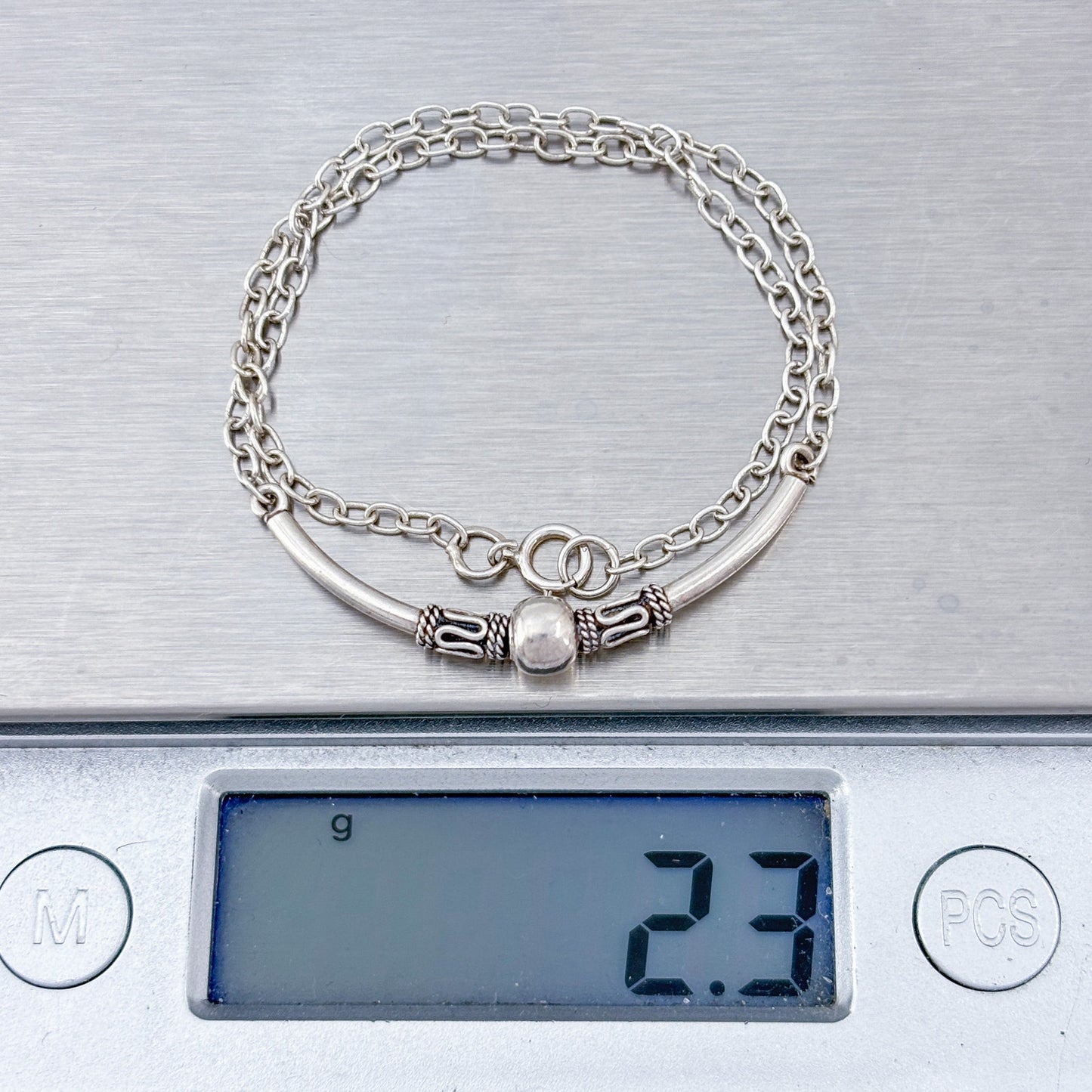 Vintage Sterling Silver 925 Bali-Style Anklet 9"