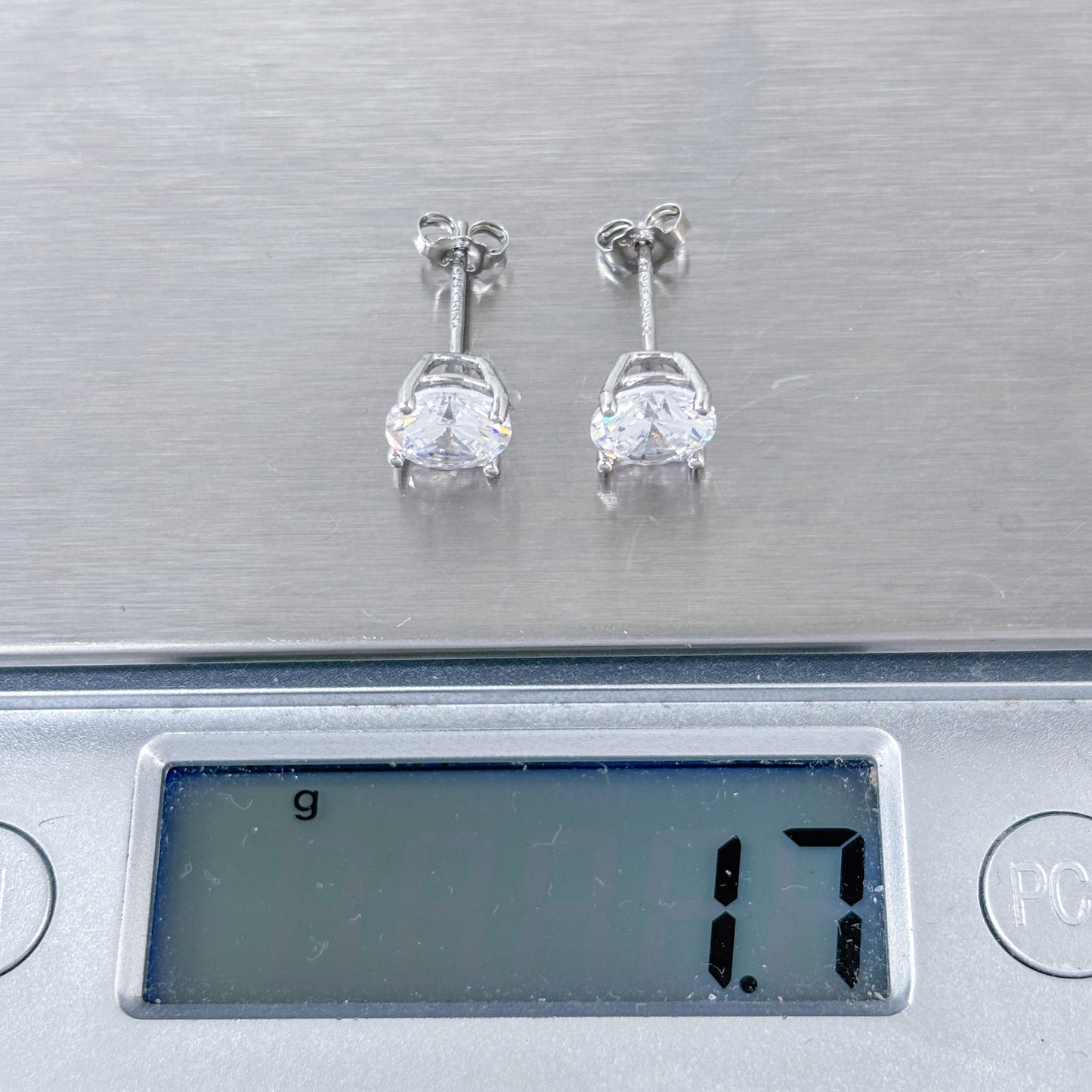 Vintage Sterling Silver 925 Cubic Zirconia Stud Earrings
