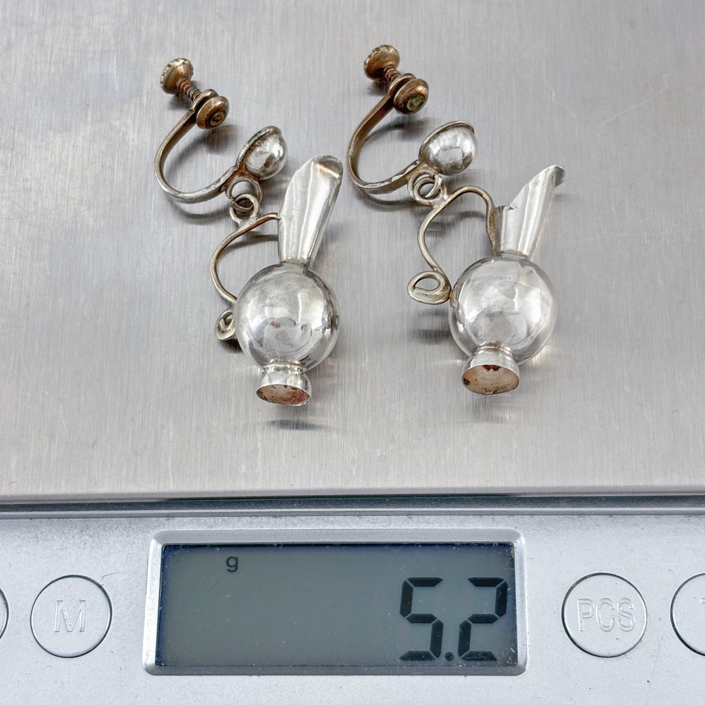 William Spratling Sterling Silver 925 Pitcher Screw-Back Earrings