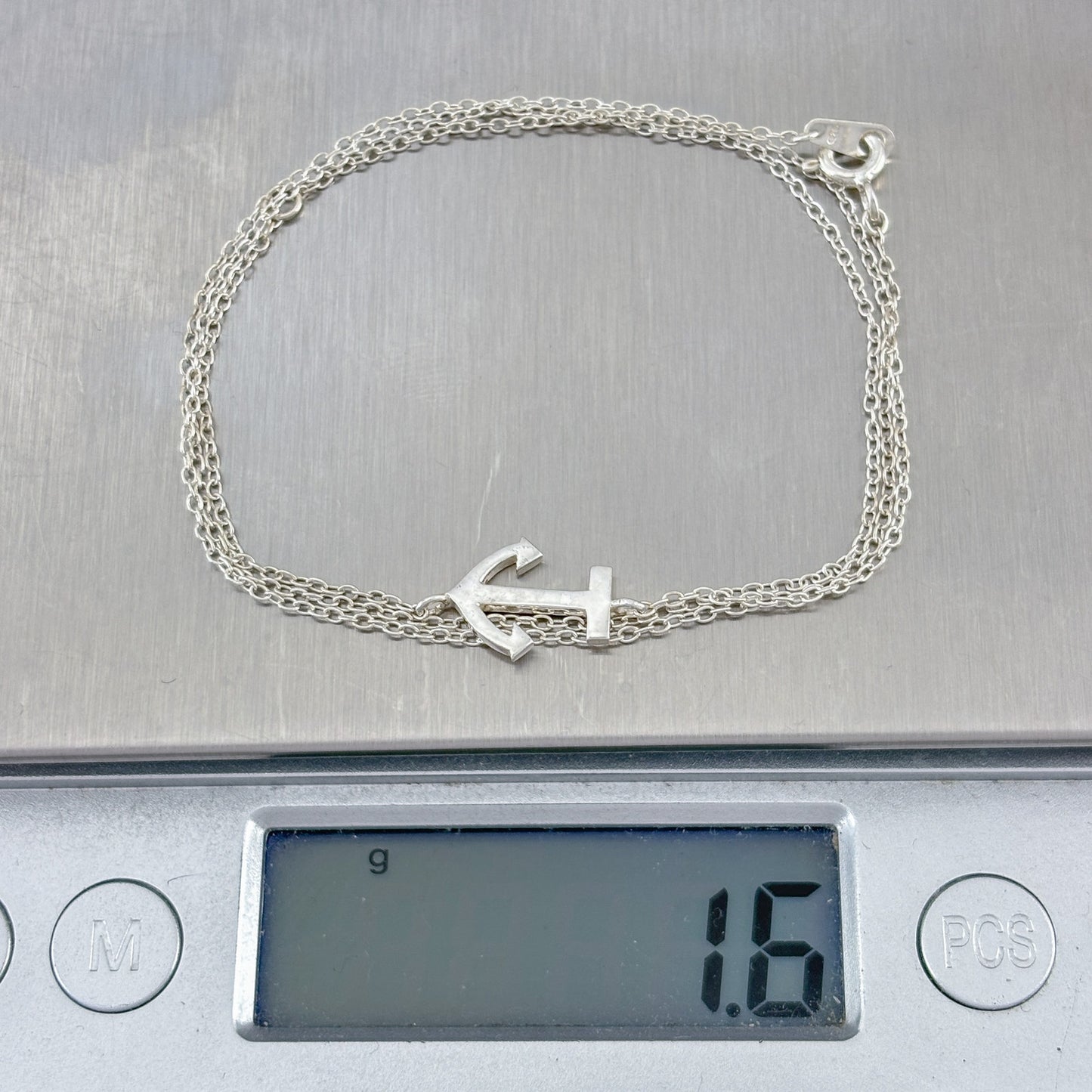 Vintage Sterling Silver 925 Anchor Pendant Necklace 16.5"-18.5"