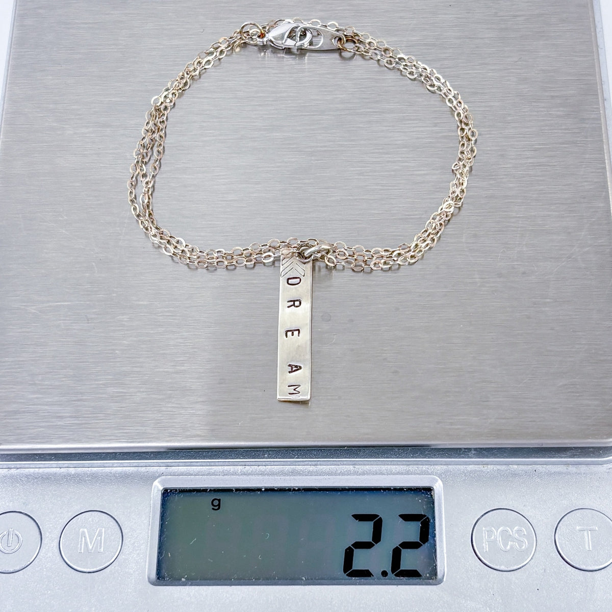 Silver Plated "Dream" Bar Pendant Necklace 19.5"