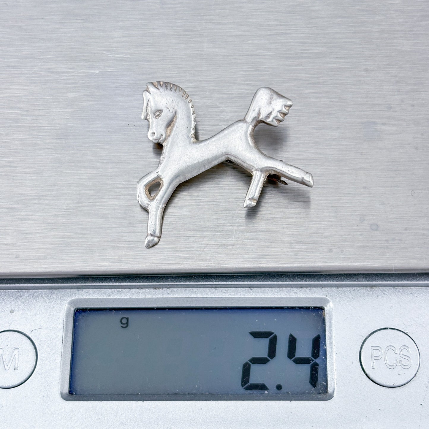 Vintage Sterling Silver 925 Prancing Horse Brooch